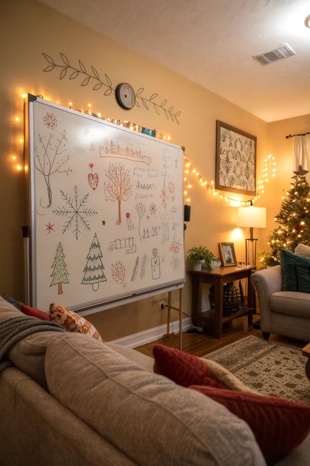 Celebrate the seasons by decorating your whiteboard with themed art.