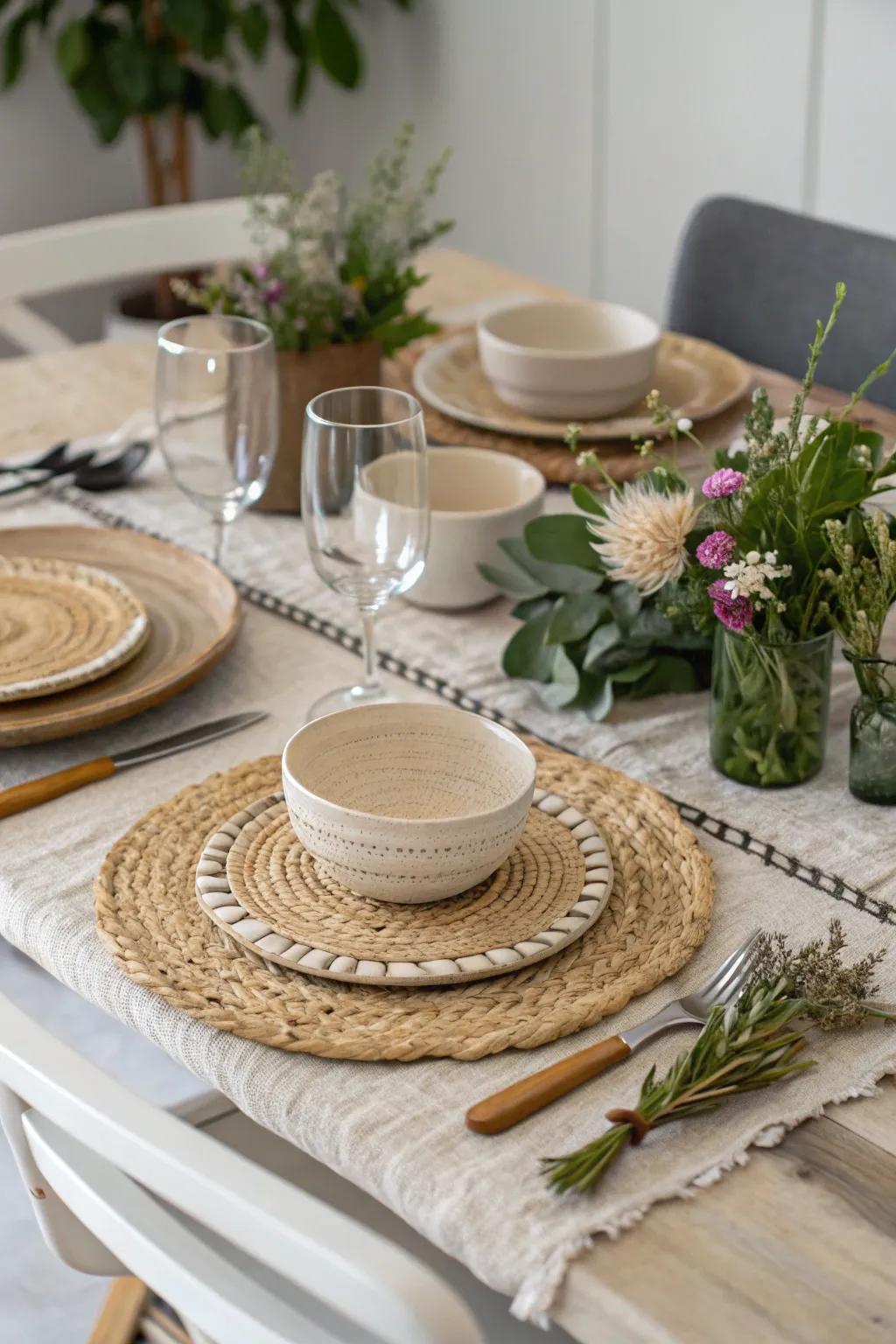 Textured placemats add richness and intrigue to your dining table.