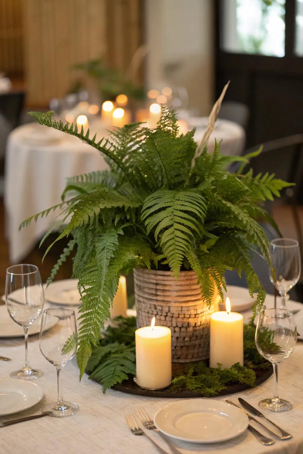 Elevate your dining ambiance with a stunning plant centerpiece.