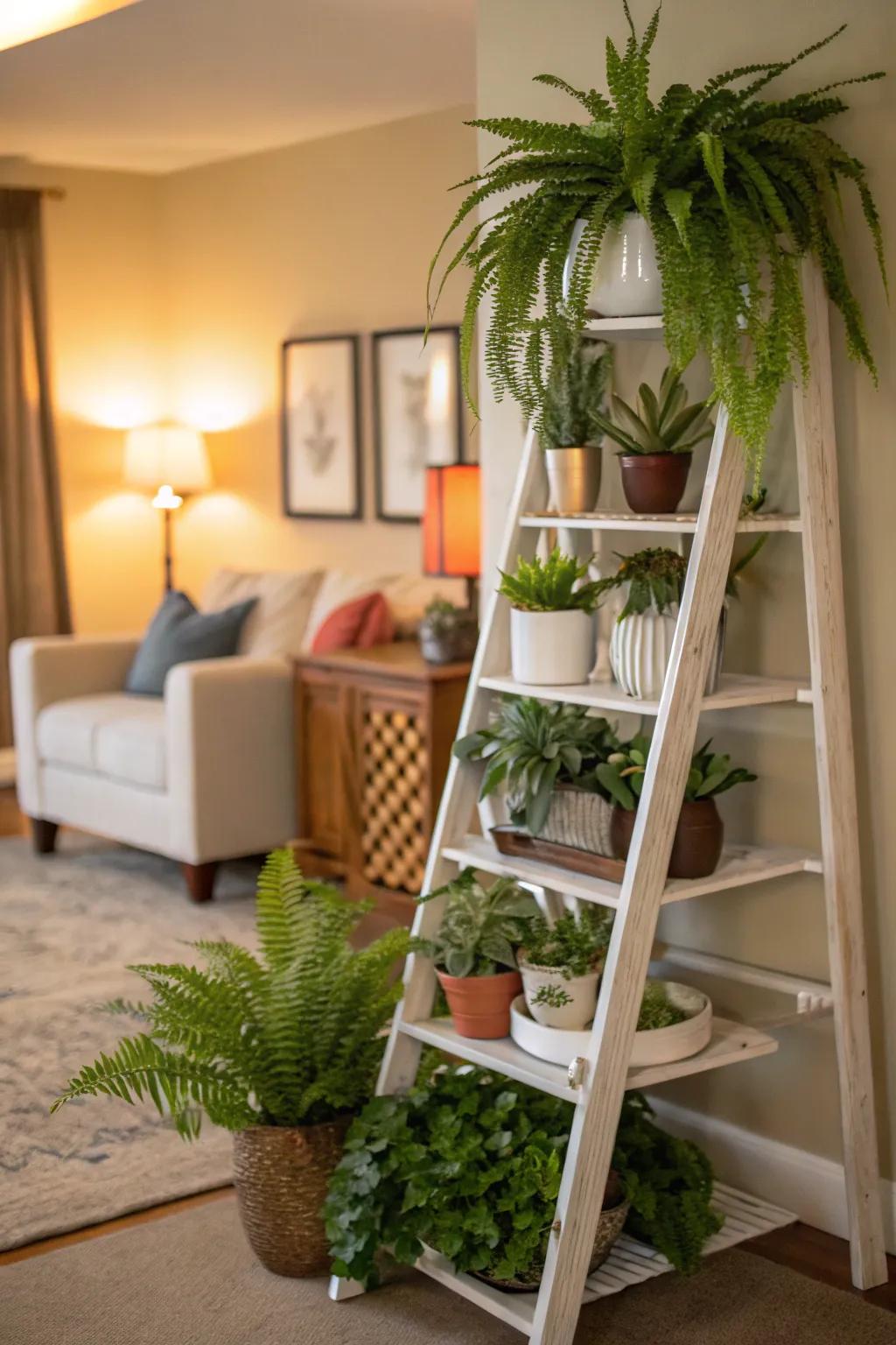 Showcase plants vertically with step-style platforms.