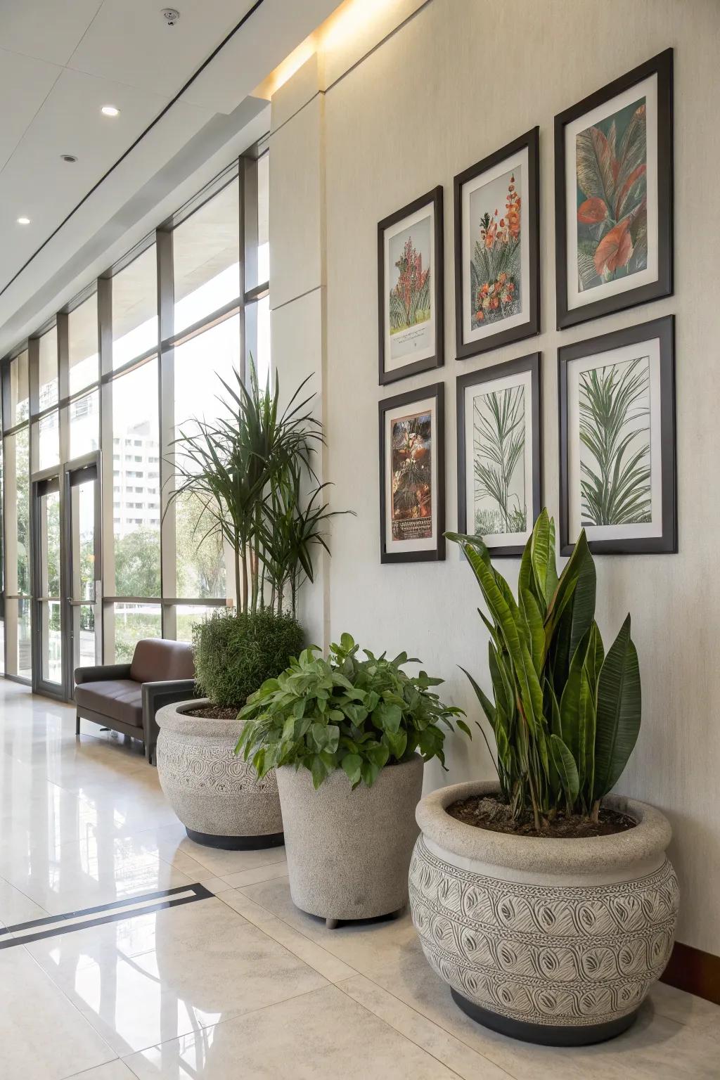 With creative frames and containers, you can add your own touch to your plant wall.