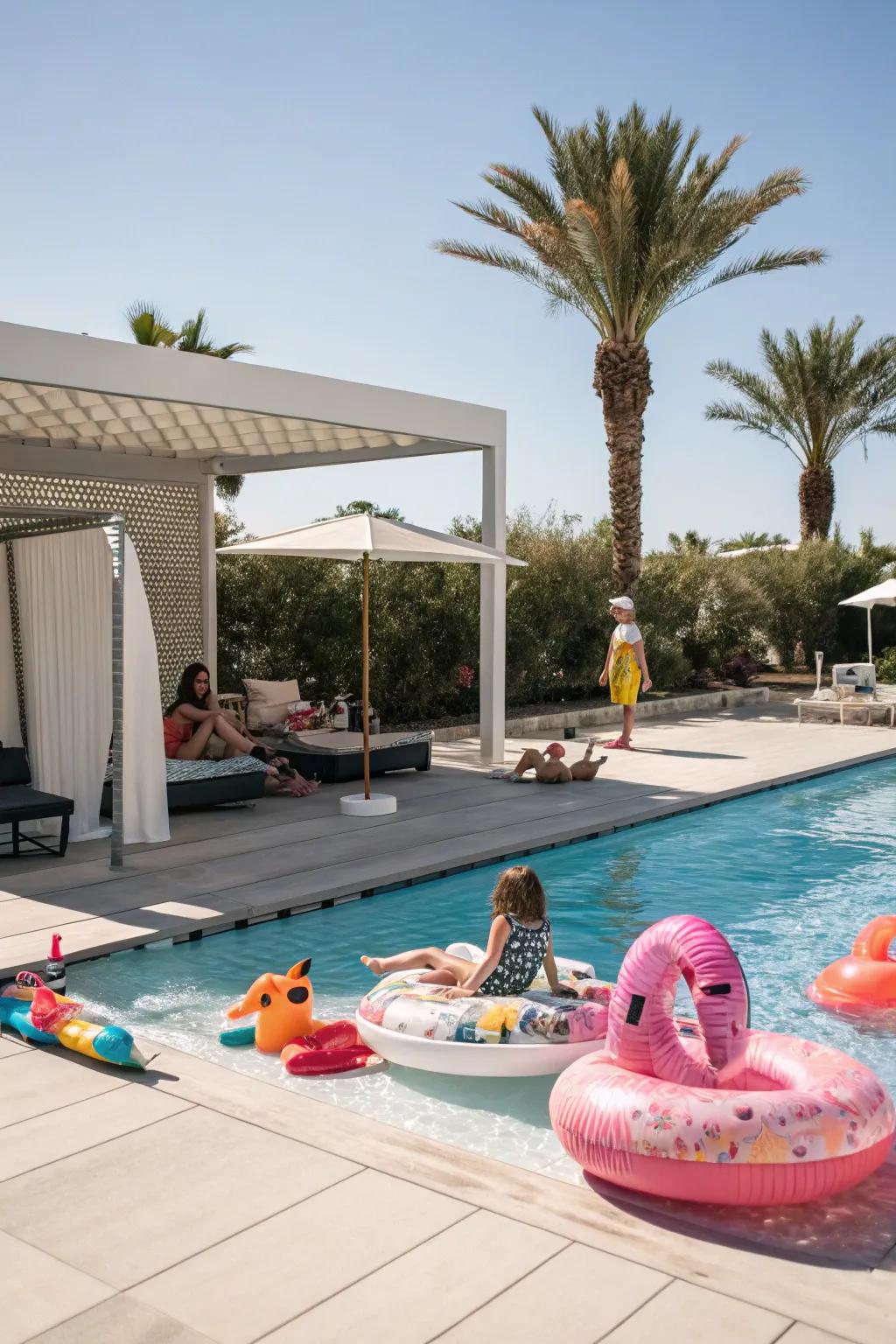 Cultivate a secure and pleasurable setting for family amusement on your pool deck.