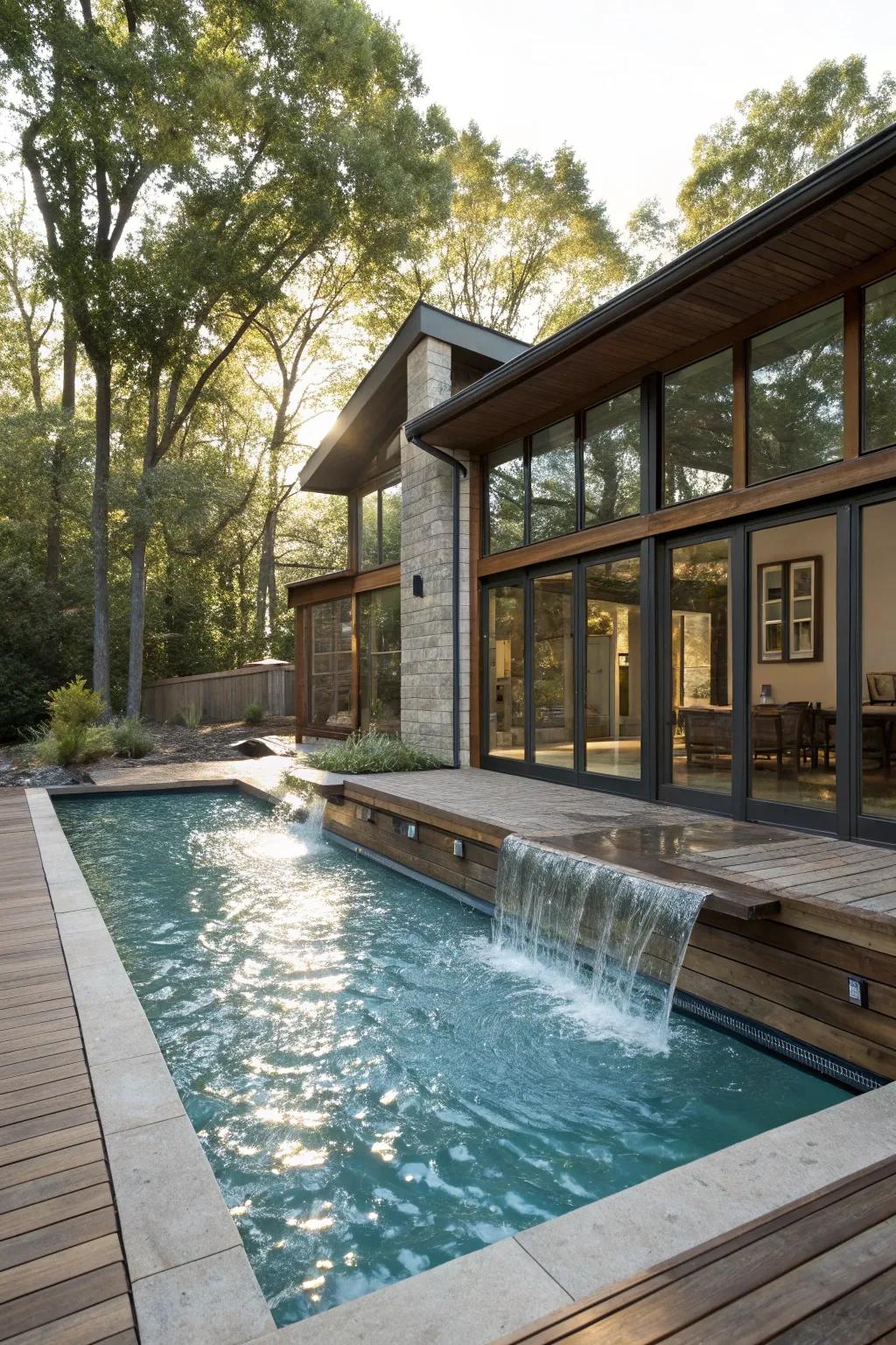 Enhance your pool space with a stunning water feature