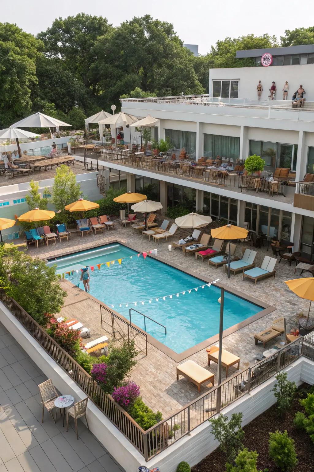 Elevated patios provide a dynamic and structured outdoor space.