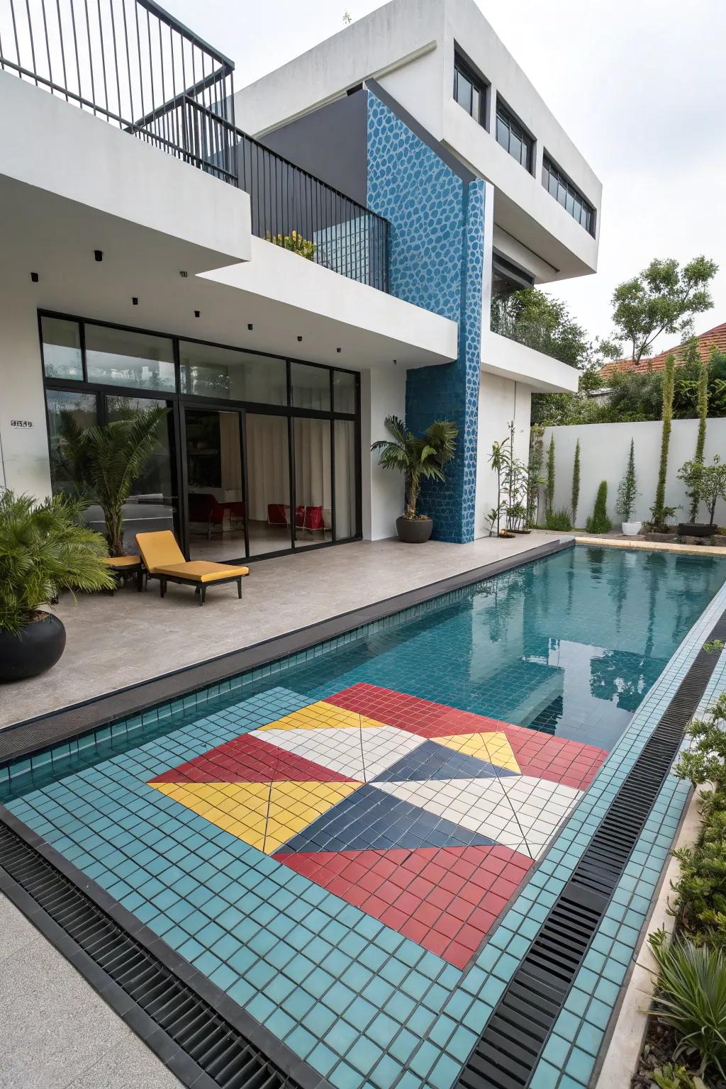 Geometric patterns bring a contemporary flair to your pool.