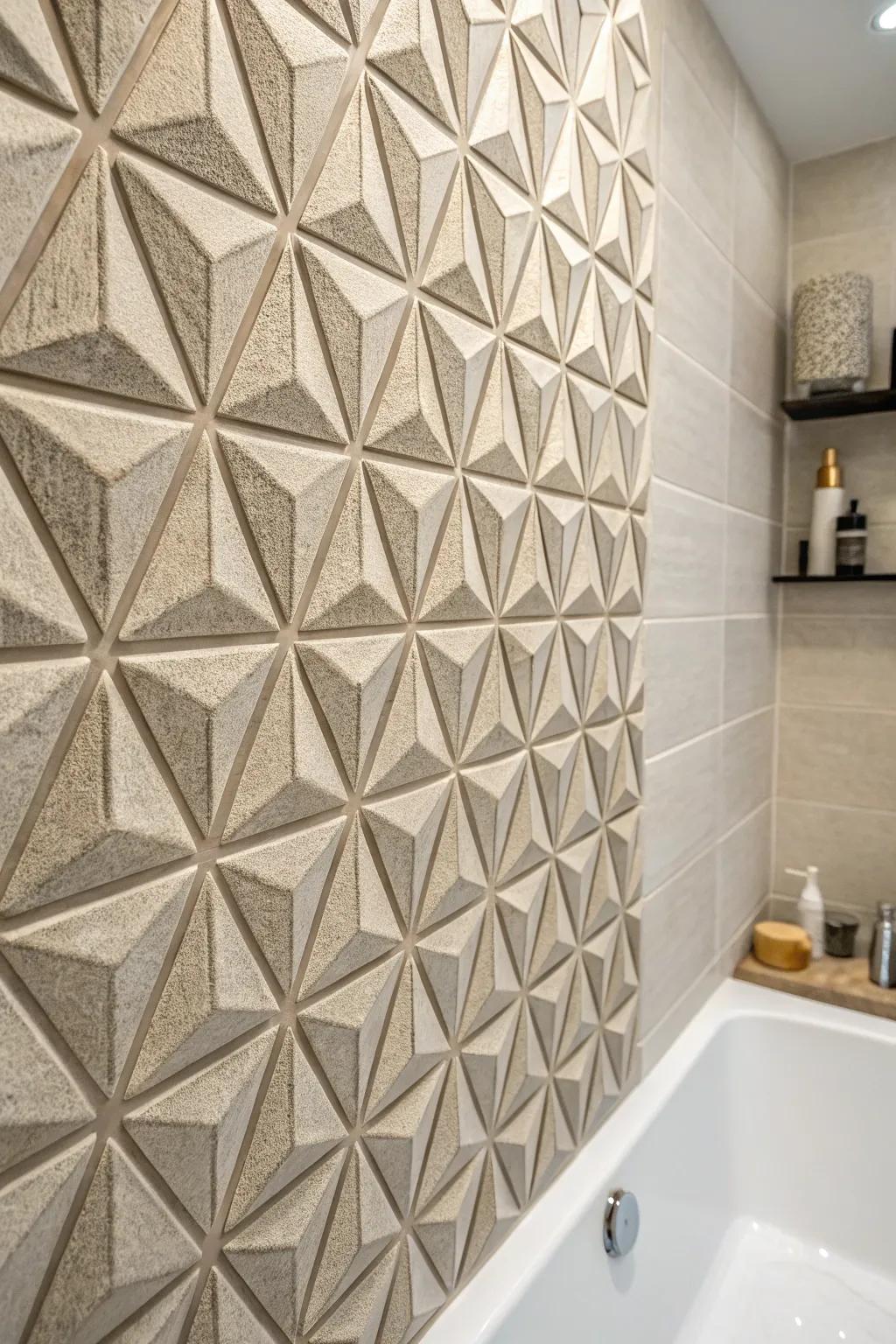 Textured tiling delivers a unique and fashionable touch.