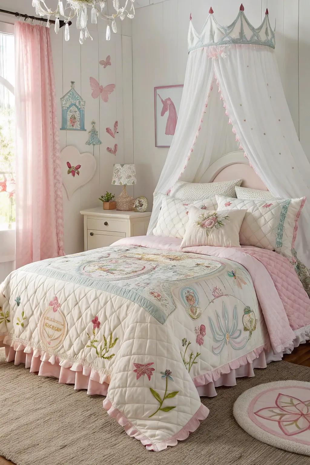 Lavish bedding enhances the room's elegance.