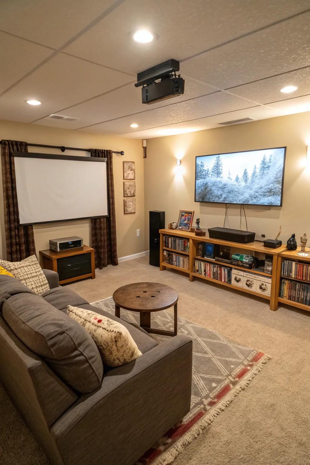 A multipurpose projector room adapts to your lifestyle needs.