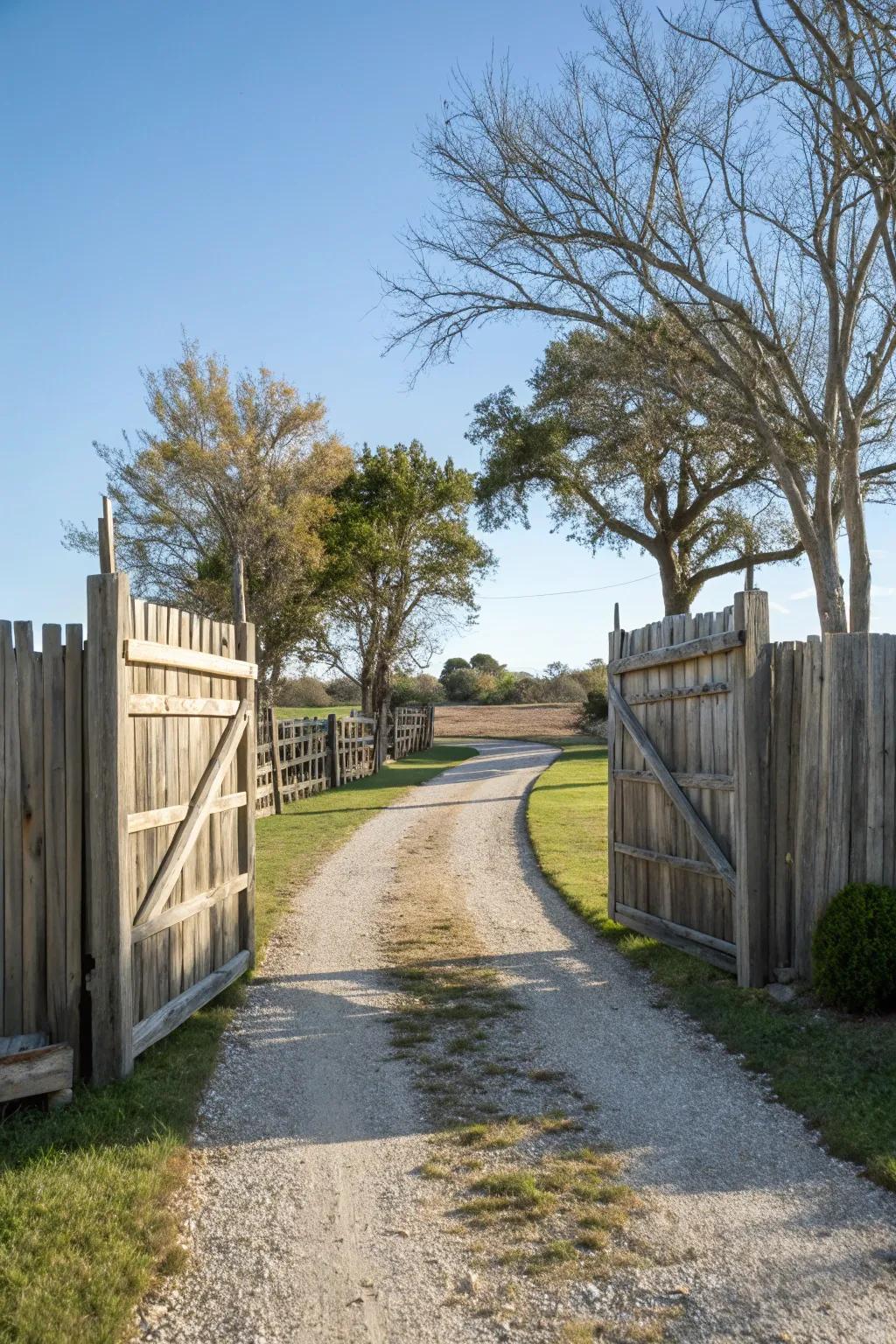 An attractive fence frames a welcoming driveway entrance.