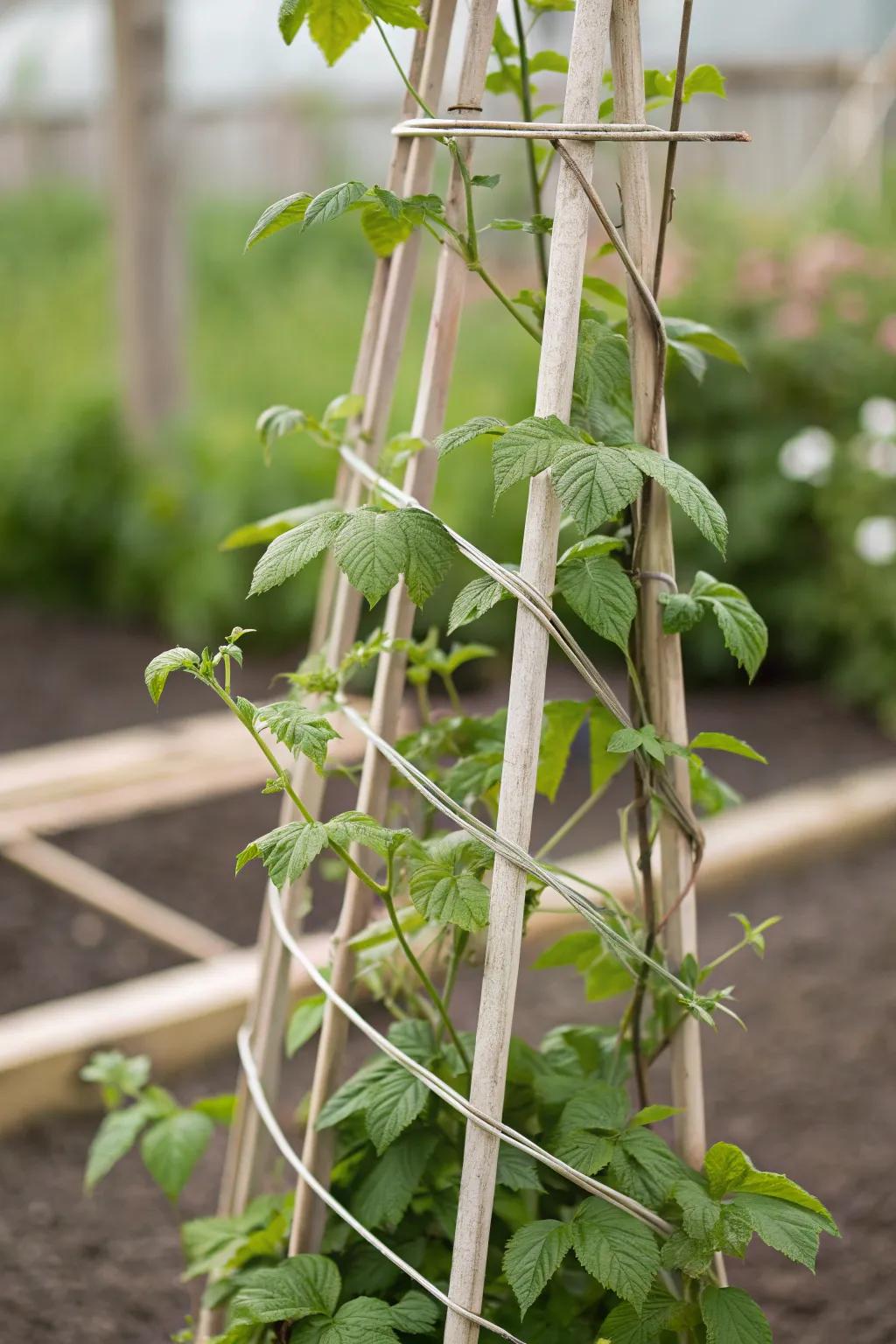 Minimalist string lines offer a simple and effective trellis solution.