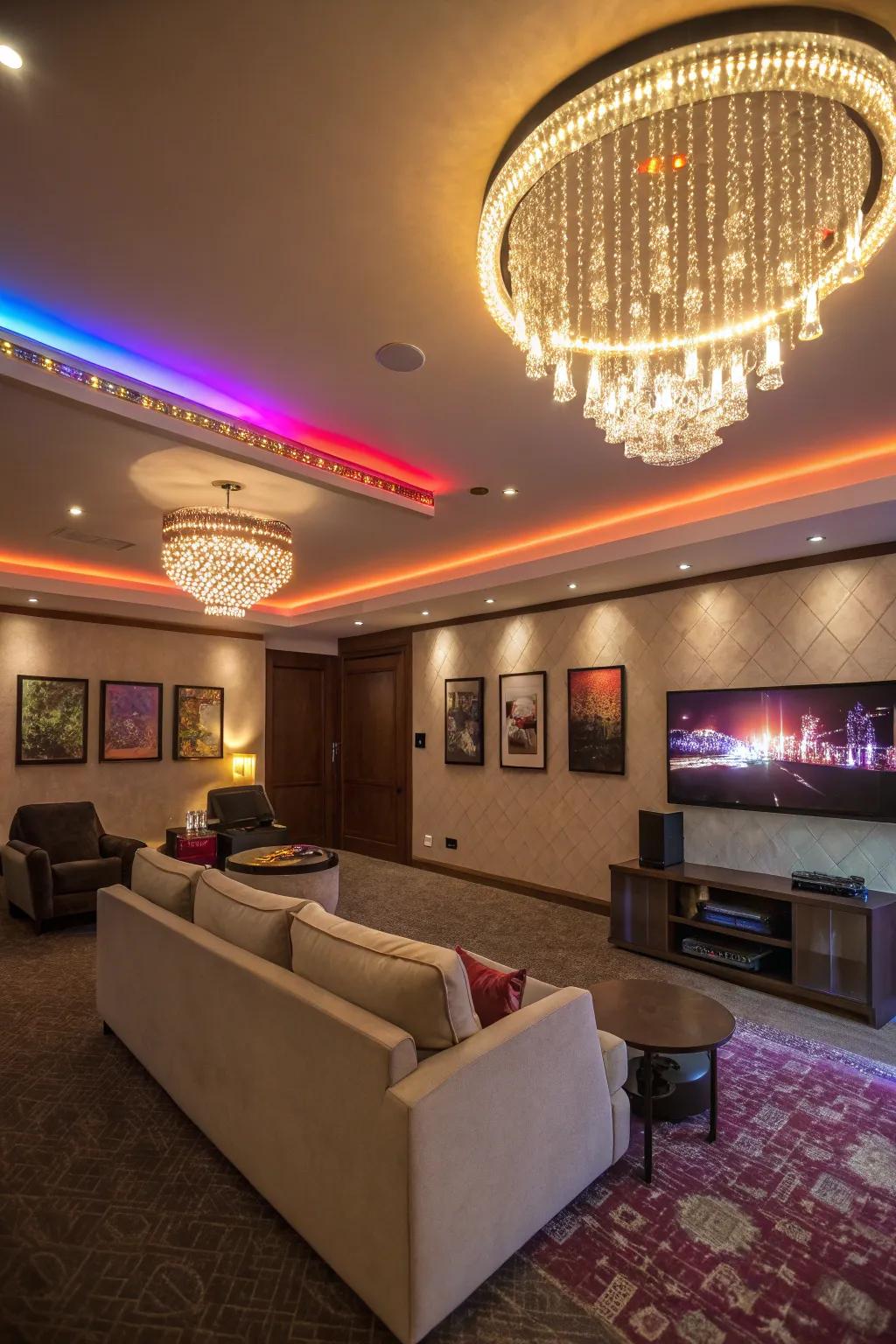 Illumination fixtures enhance the ambiance of your rec room.