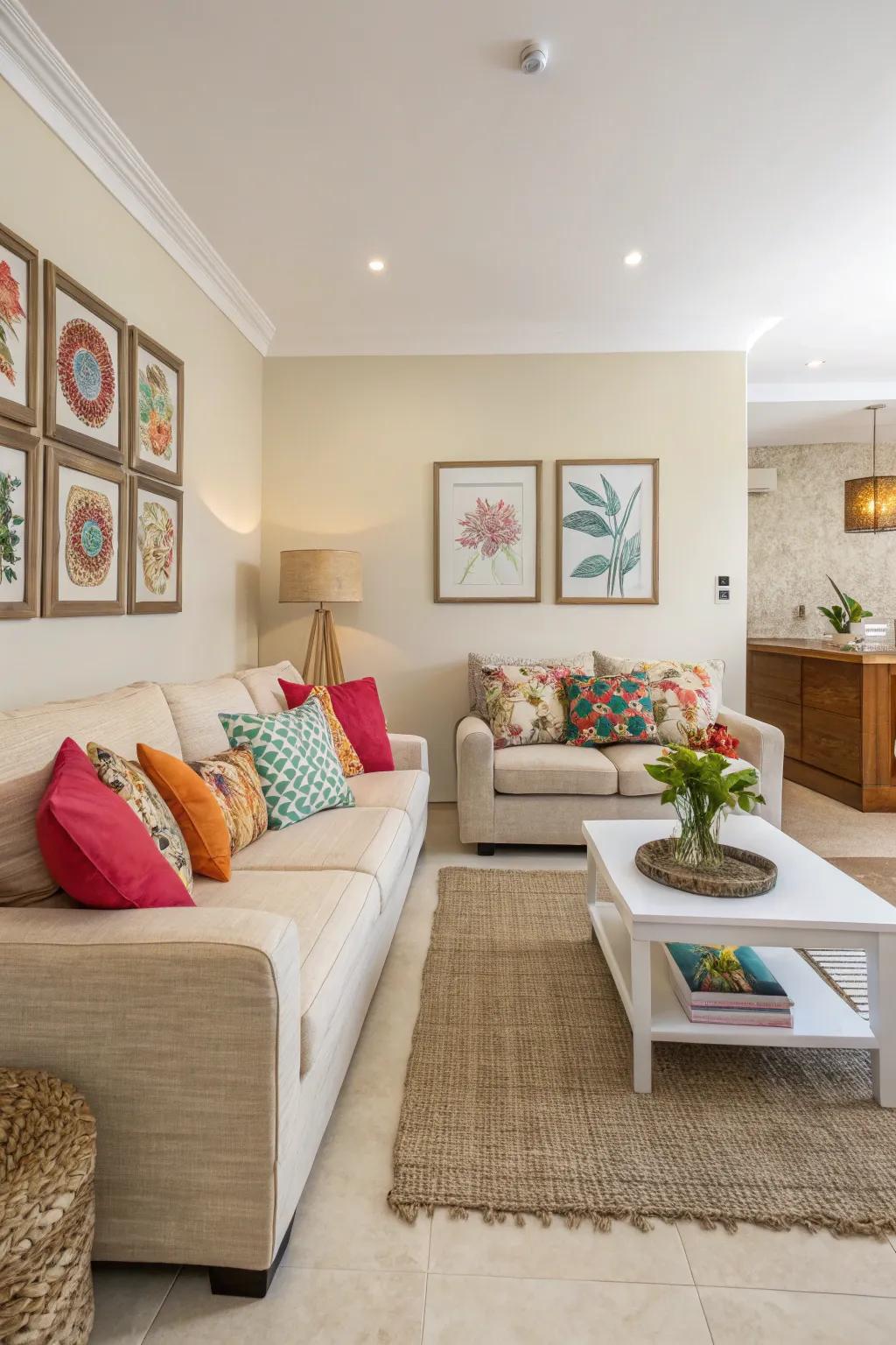 Understated colors establish a peaceful, adaptable foundation.