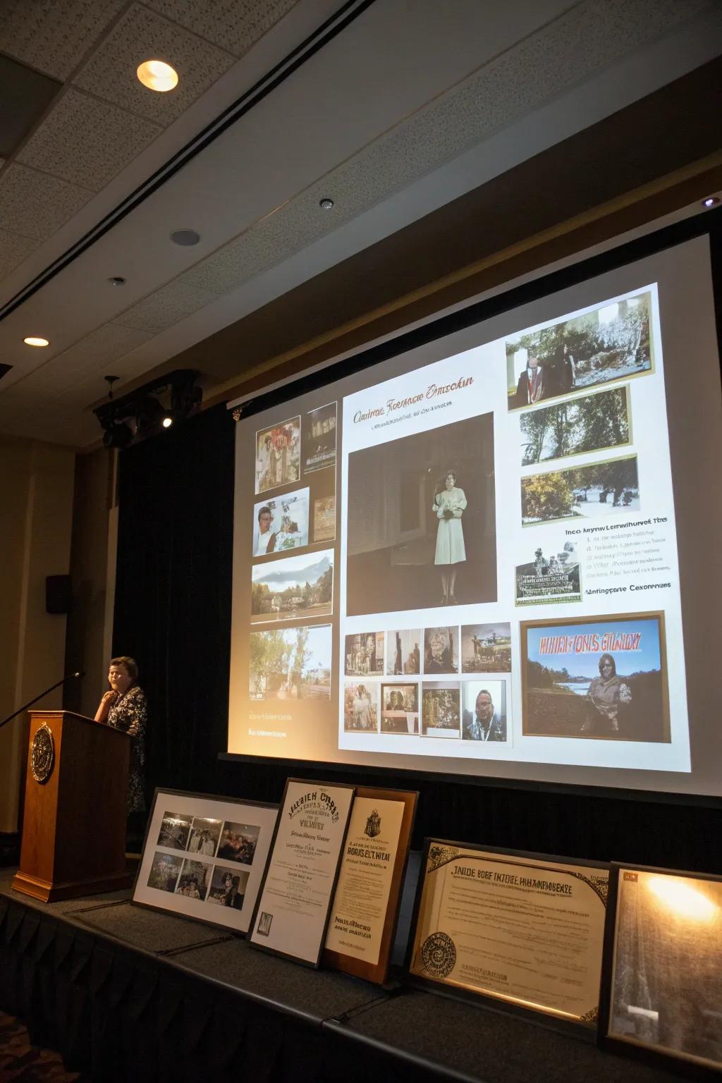 A touching montage displaying the retiree's life achievements.