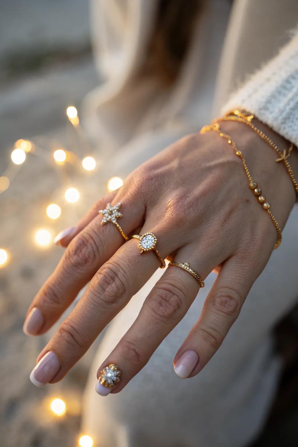 Quirky Rings Positioned Above the Knuckle