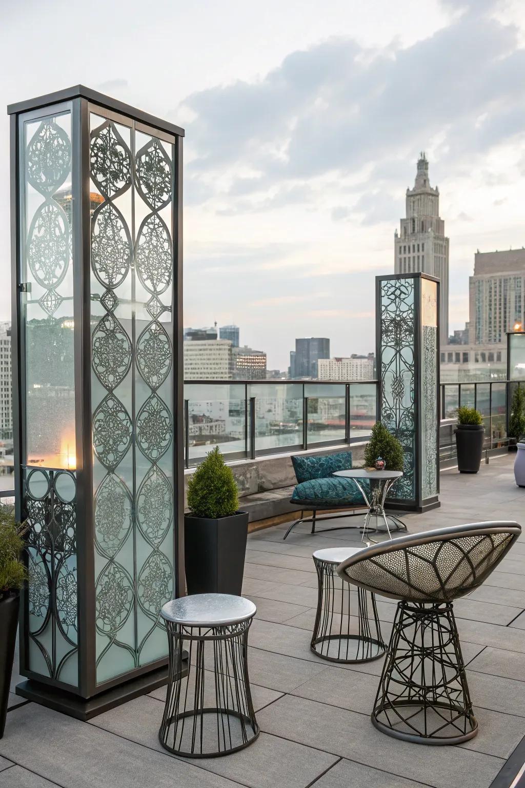 Polished and modern rooftop design.