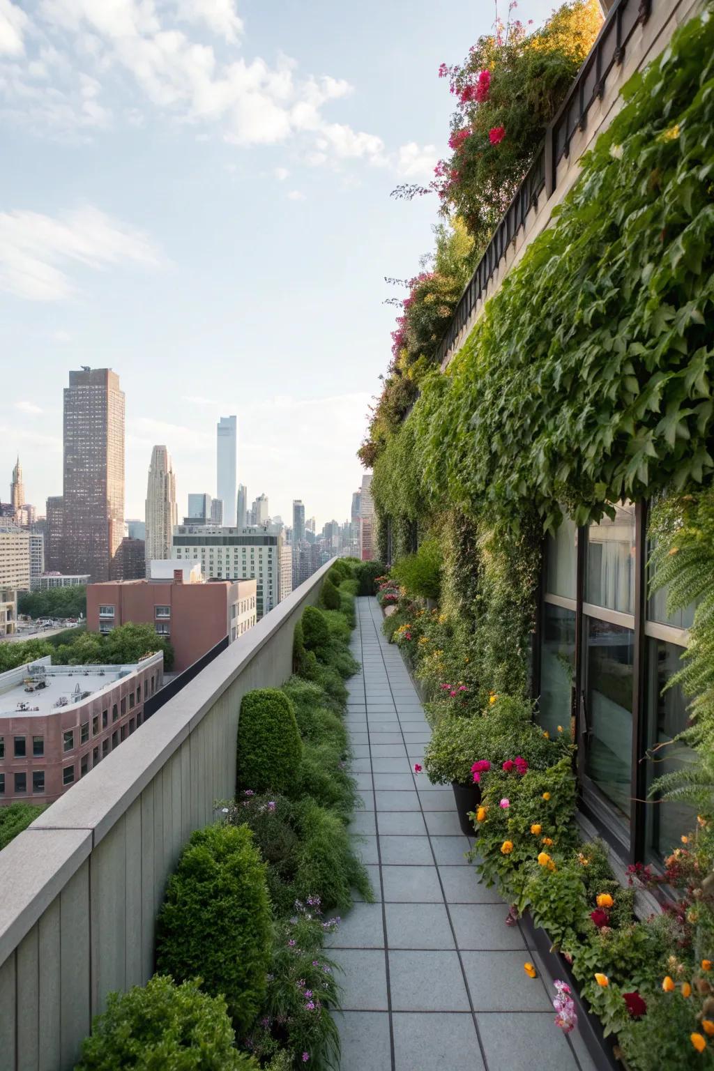 Sky gardens contribute both privacy and verdure to your rooftop.