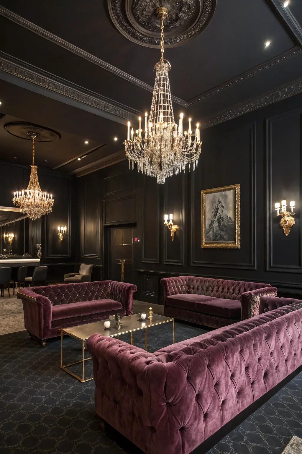 Refined spaces exude opulence and depth.