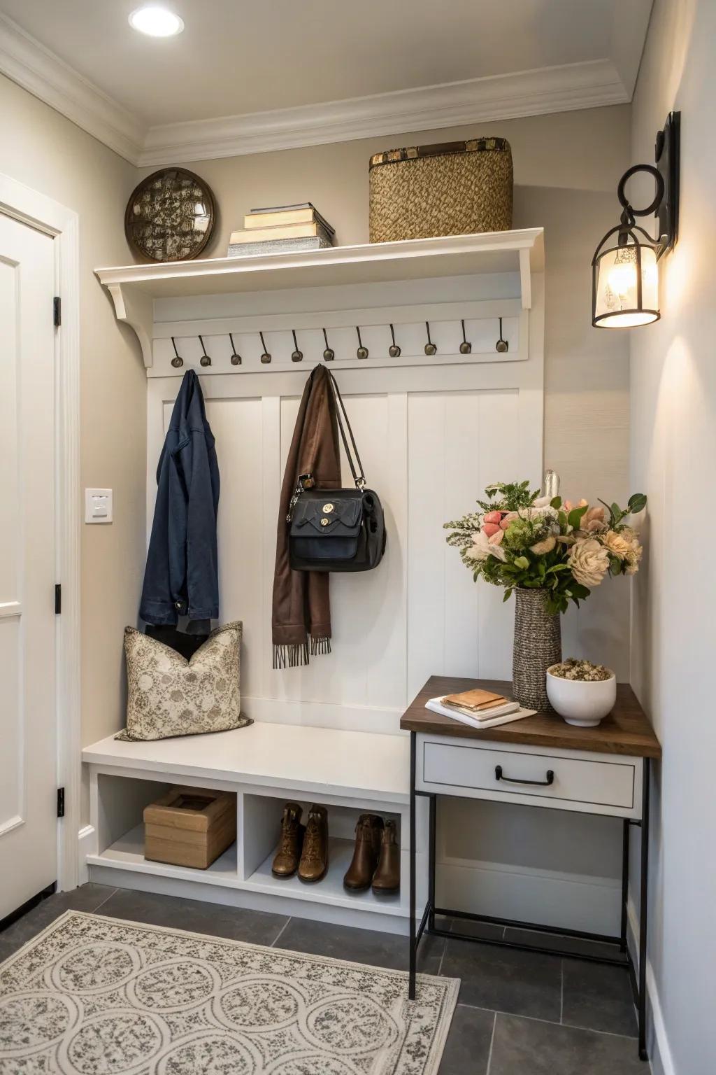 A designated drop zone keeps your entryway structured and uncluttered.