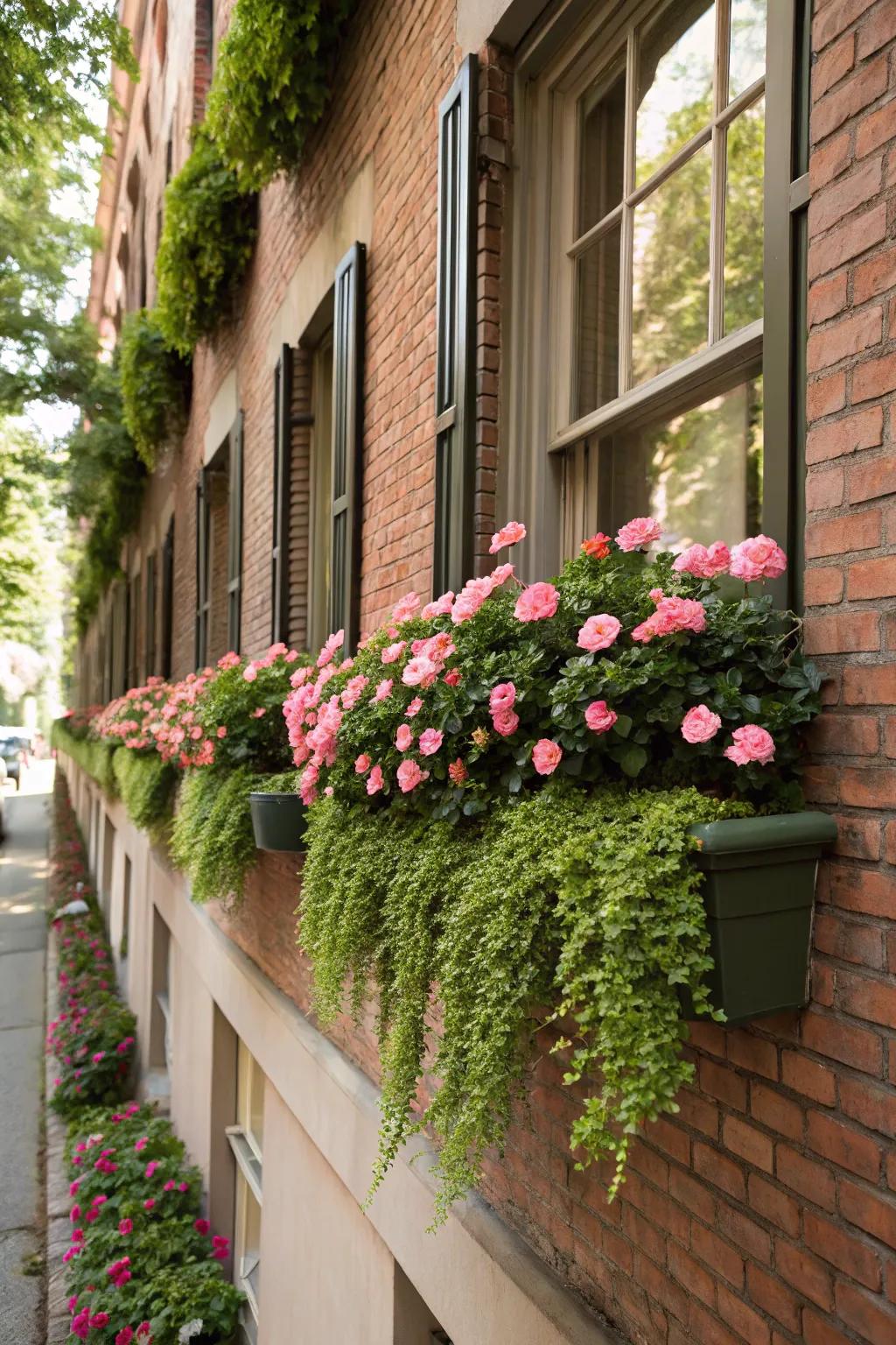Brighten your home’s exterior with vibrant window boxes of sun rose.