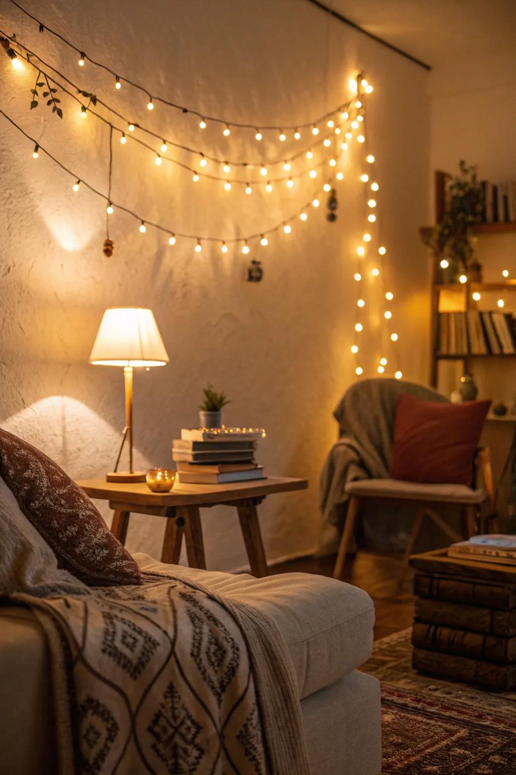 Warm illumination enhances the cozy ambiance of a space.