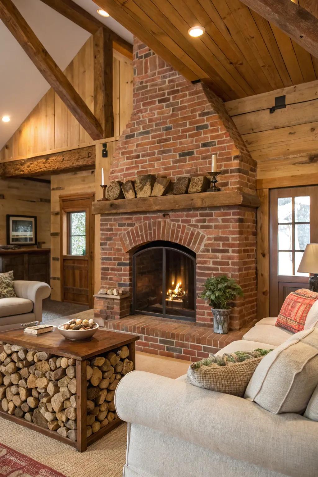 Recessed storage integrates practicality and flair into your fireplace.