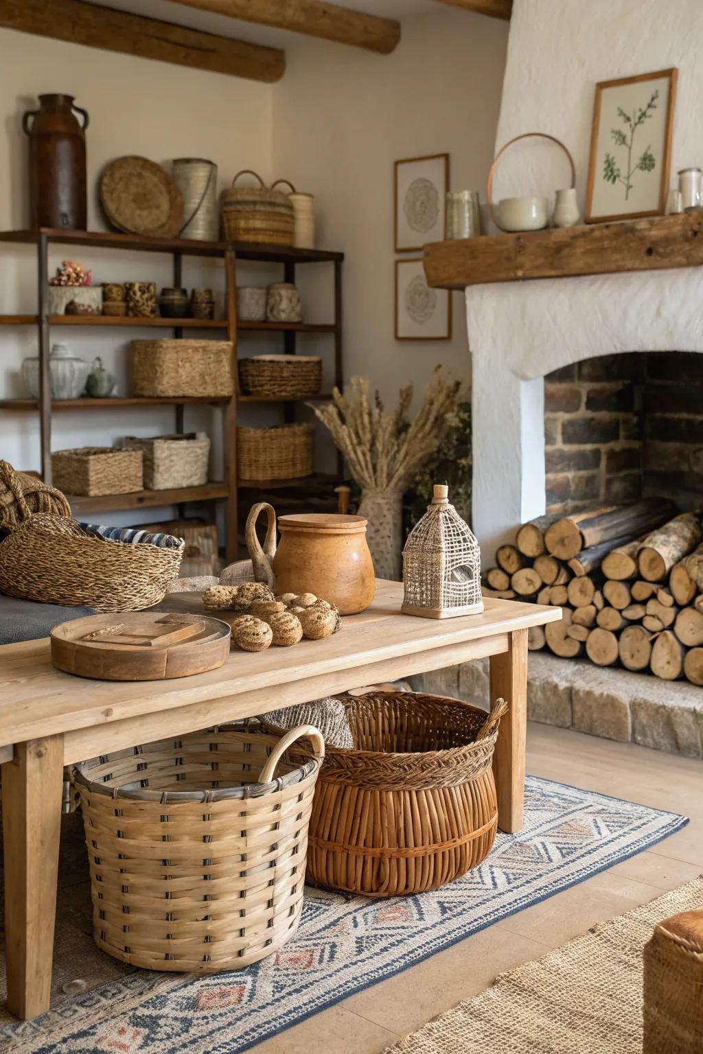 Rustic decorations enhancing the charm of a domestic interior.