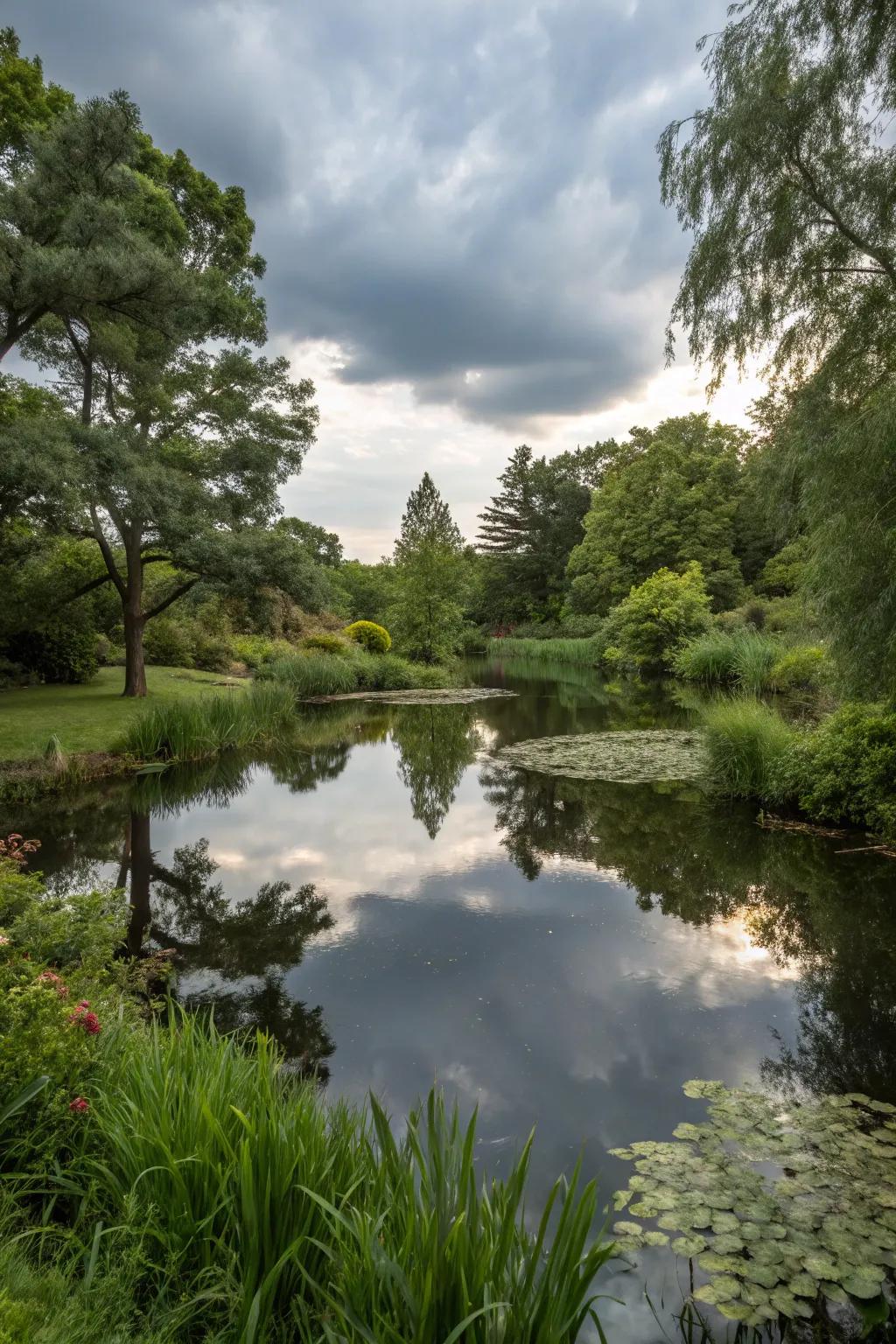 Fabricate reflections with a peaceful water mirror.