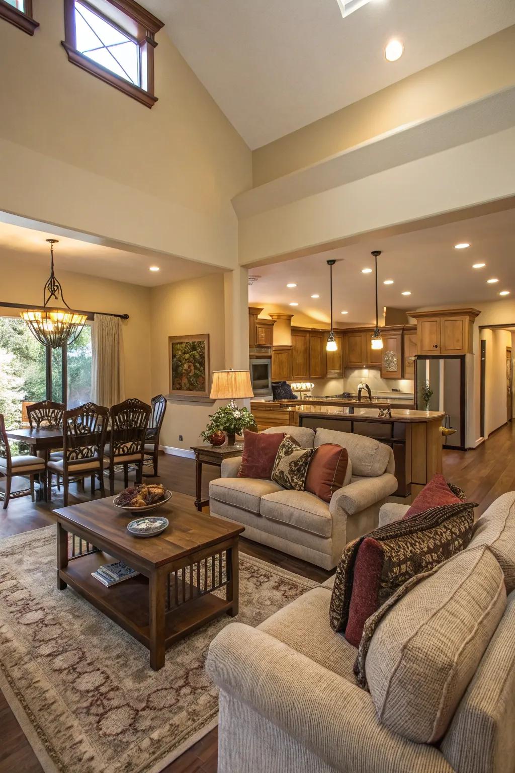 Comfortable seating arrangements promote interaction and relaxation.
