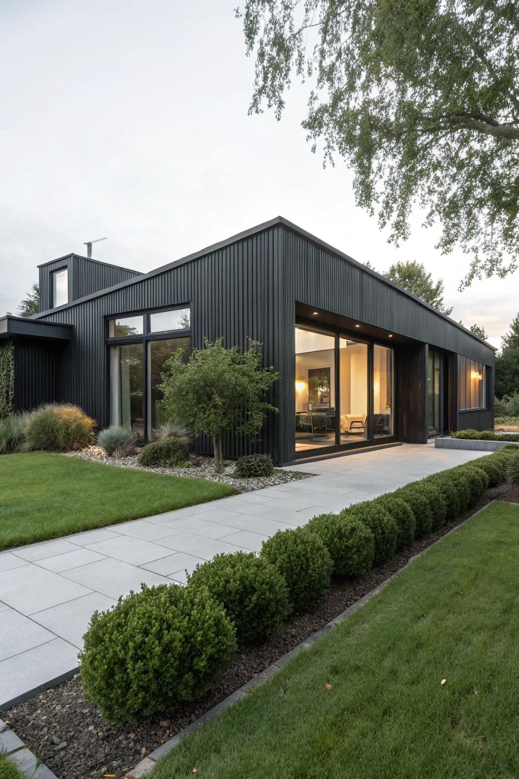 Arresting ebony cladding for a contemporary and refined frontage.