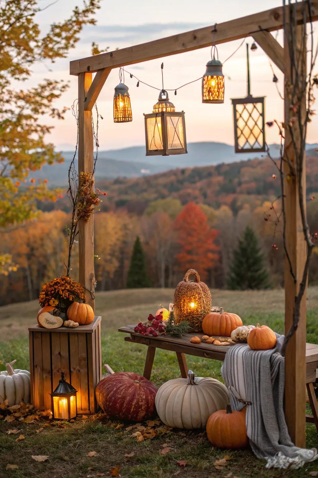 Lamps introduce an enchanted ambiance to the scene.