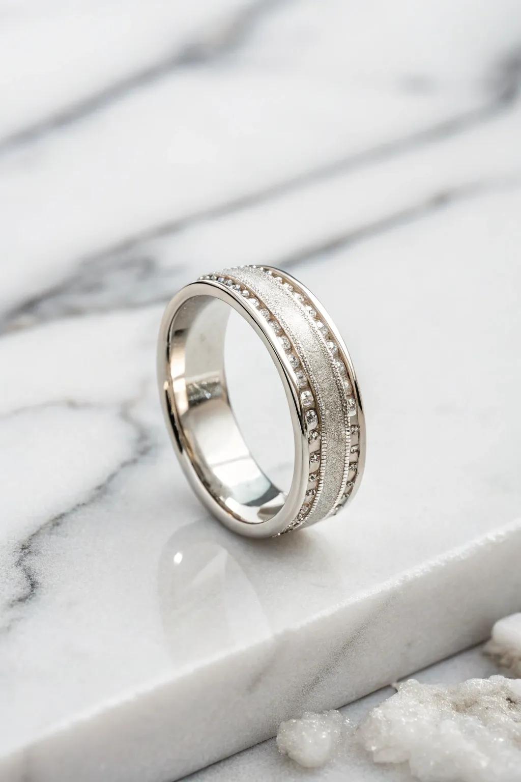 A sleek pale gold ring that exudes modern elegance.
