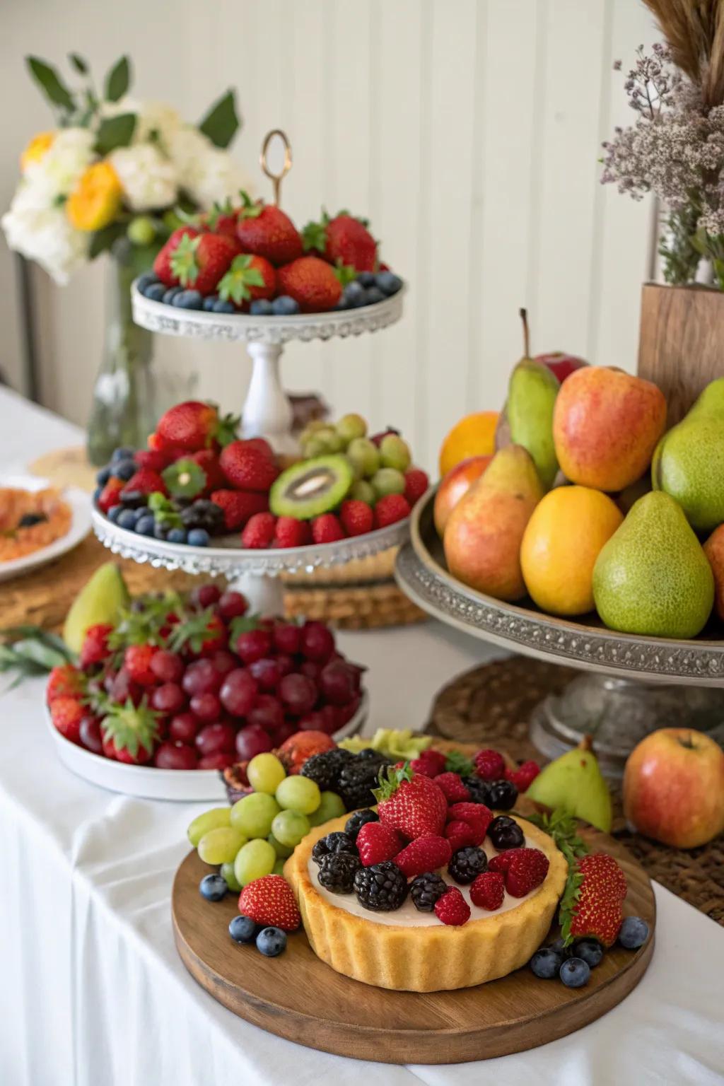 Vibrant seasonal fruit compositions that lend vibrancy and freshness.