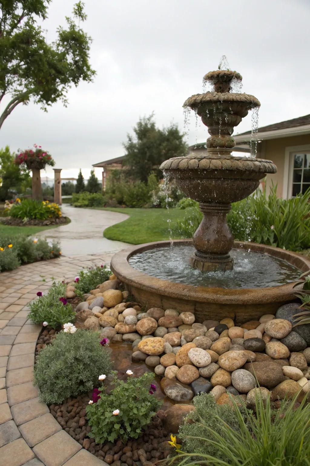 Stone basins add modern serenity to your garden.