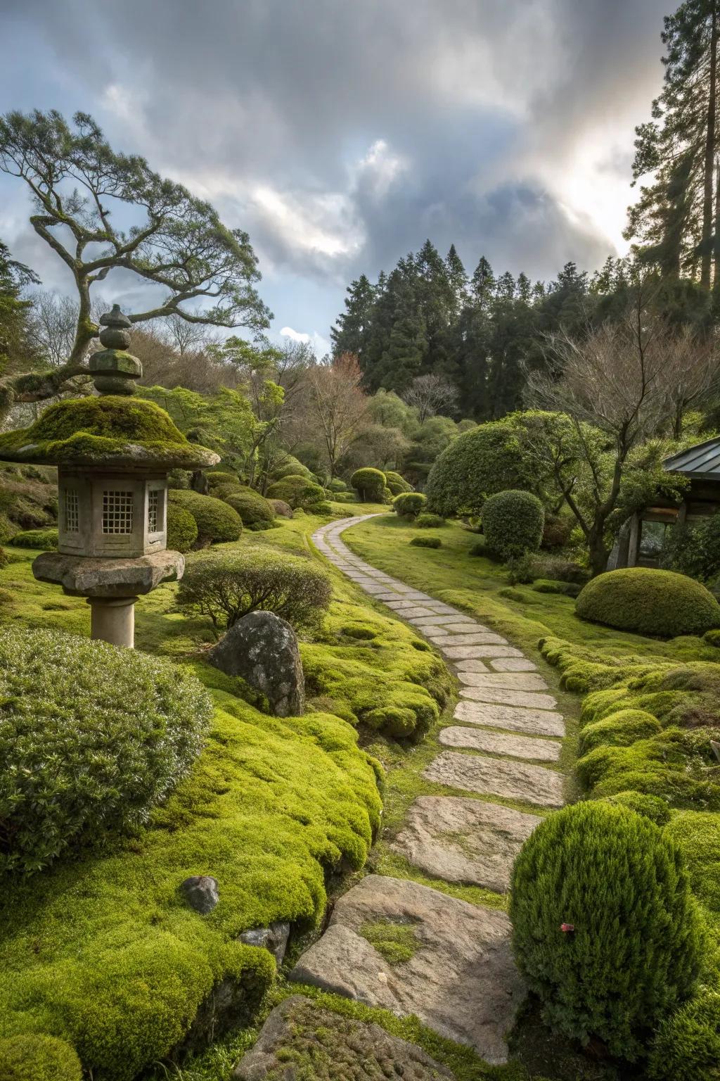 Moss providing a lush, comfortable ground cover.
