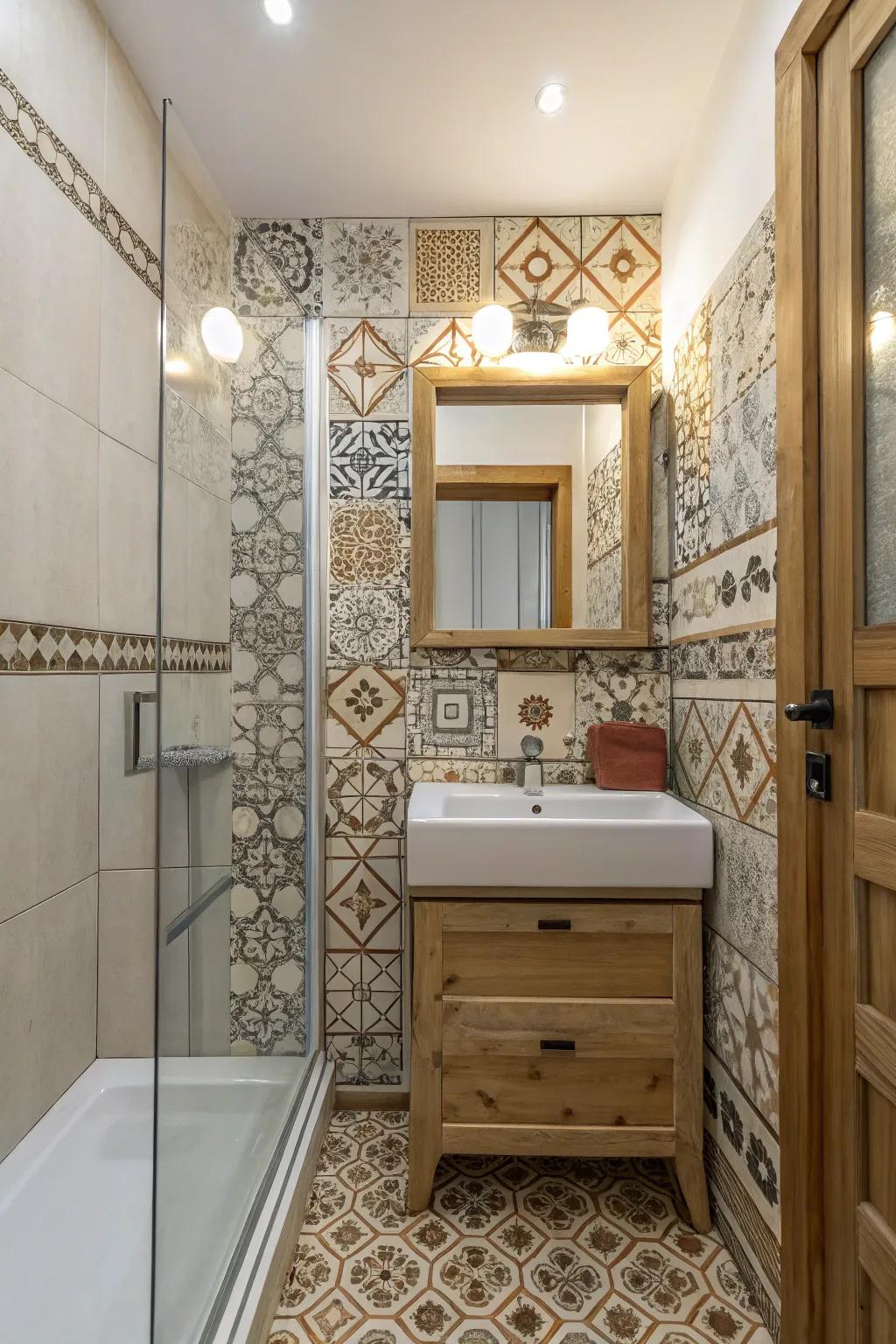 Accent tiles add personality without consuming space.