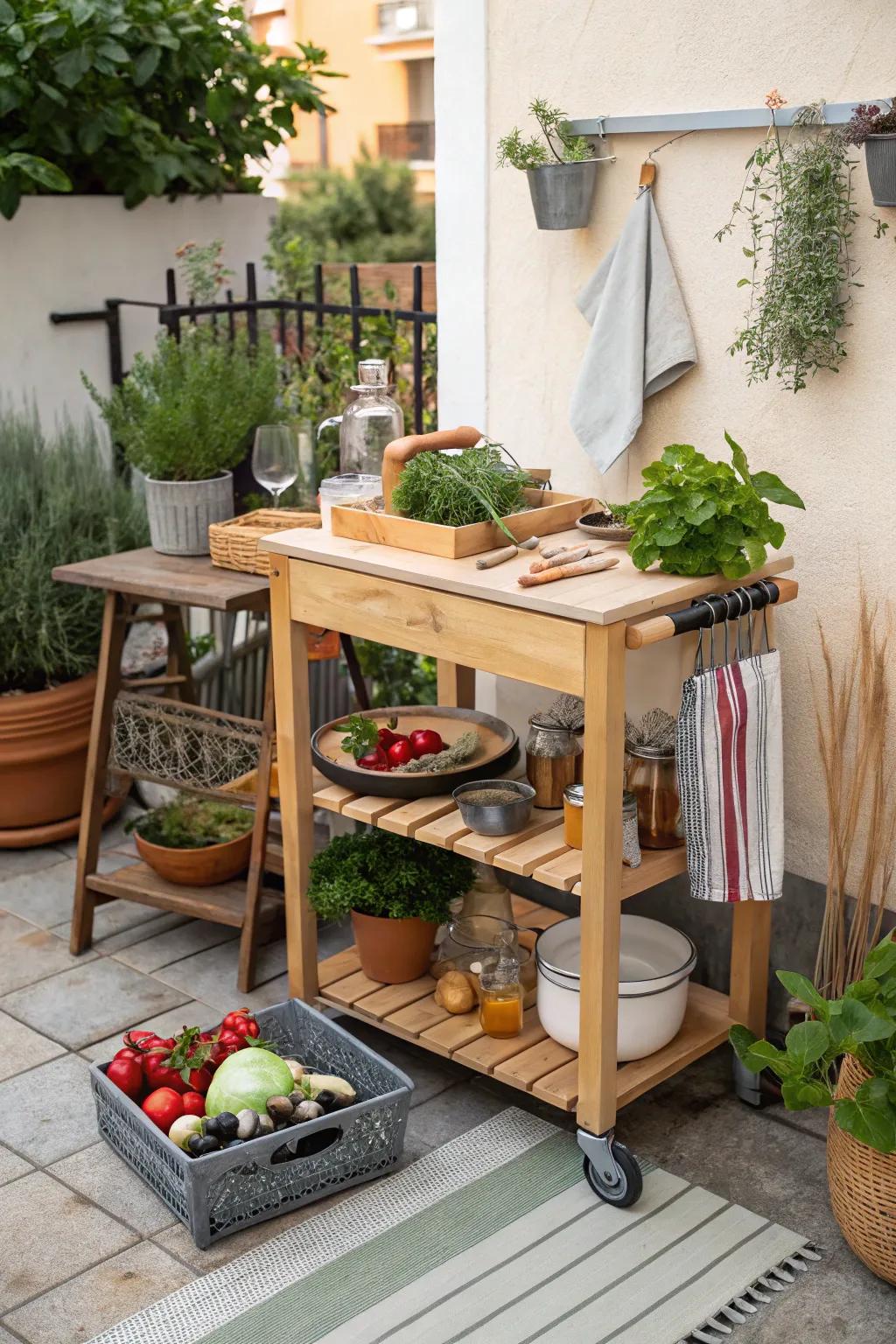 A portable cooking trolley appends adaptability to your configuration.