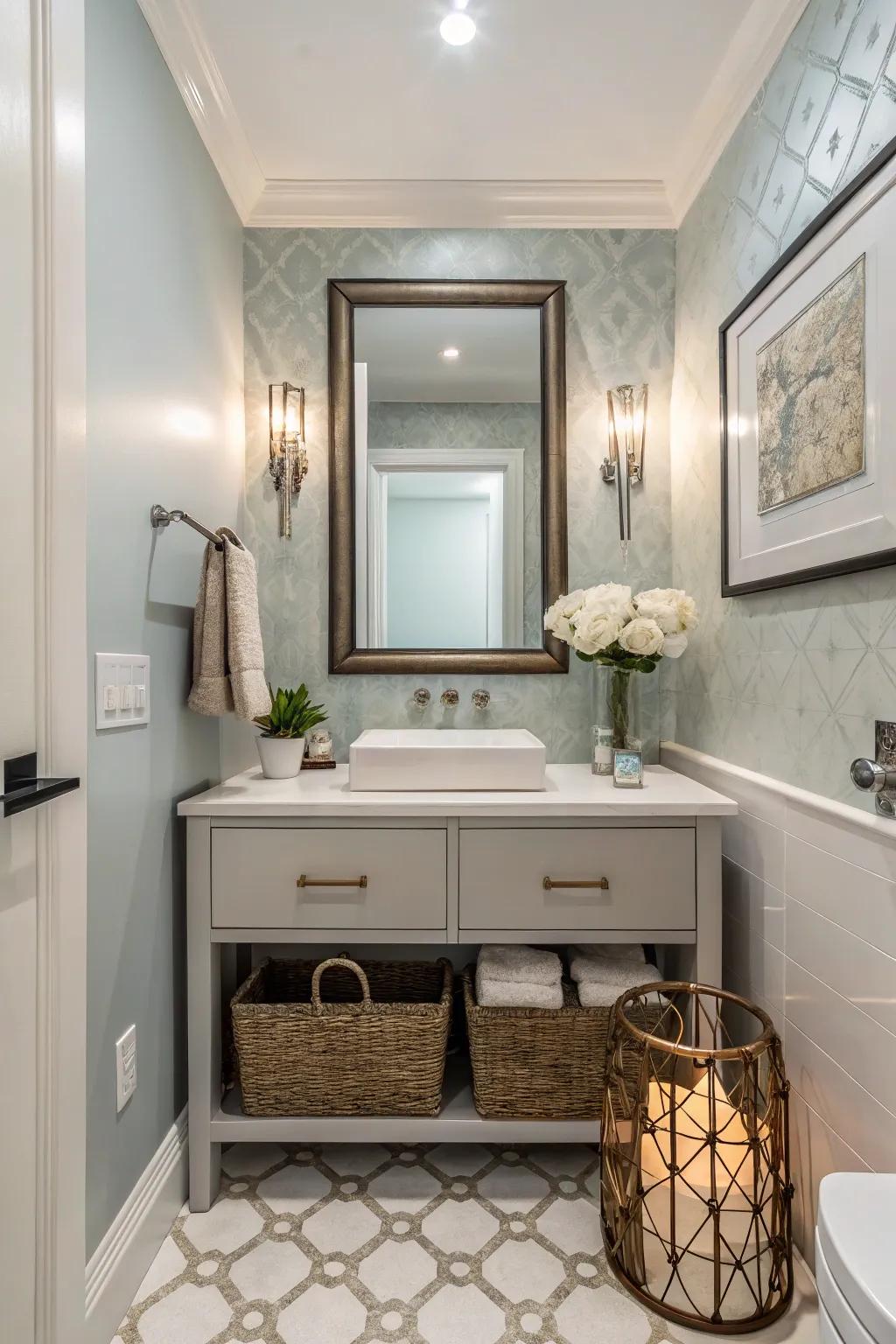 Fashionable accents complete the contemporary design.