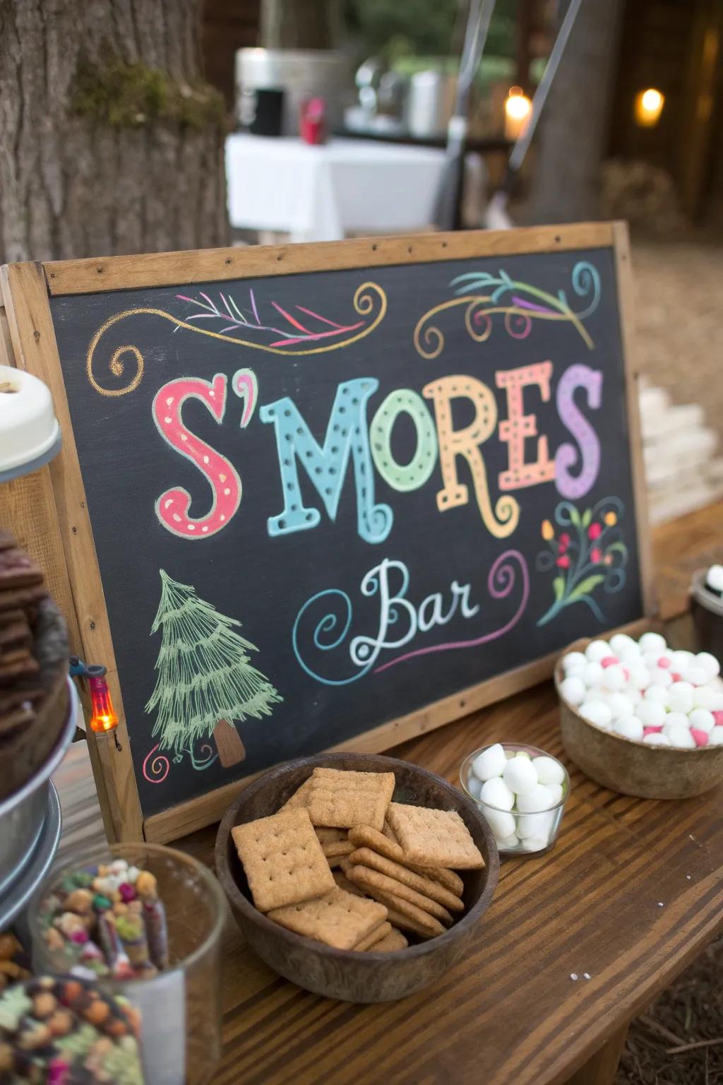 Slate board signs add a personal and informative touch to your s'mores bar.