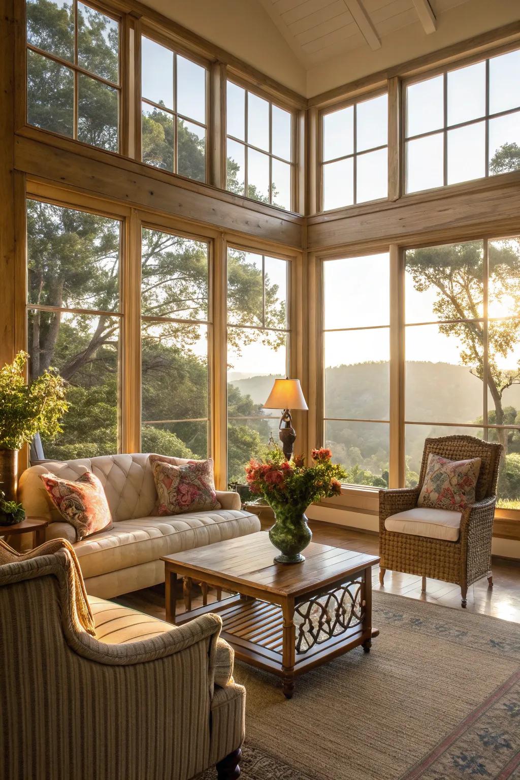 Sunlight influx enhances the beauty of Southern decor.