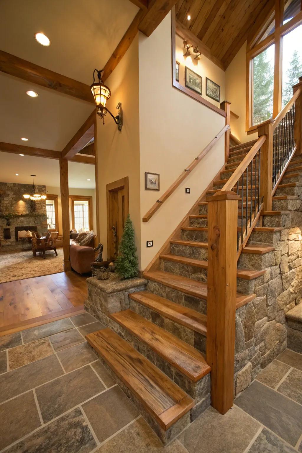 Natural resources convey warmth and timeless allure.