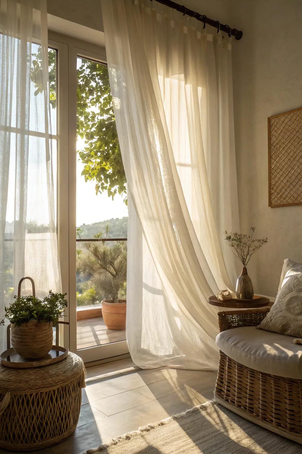 Airy panels contribute to establishing a bright and welcoming springtime environment.