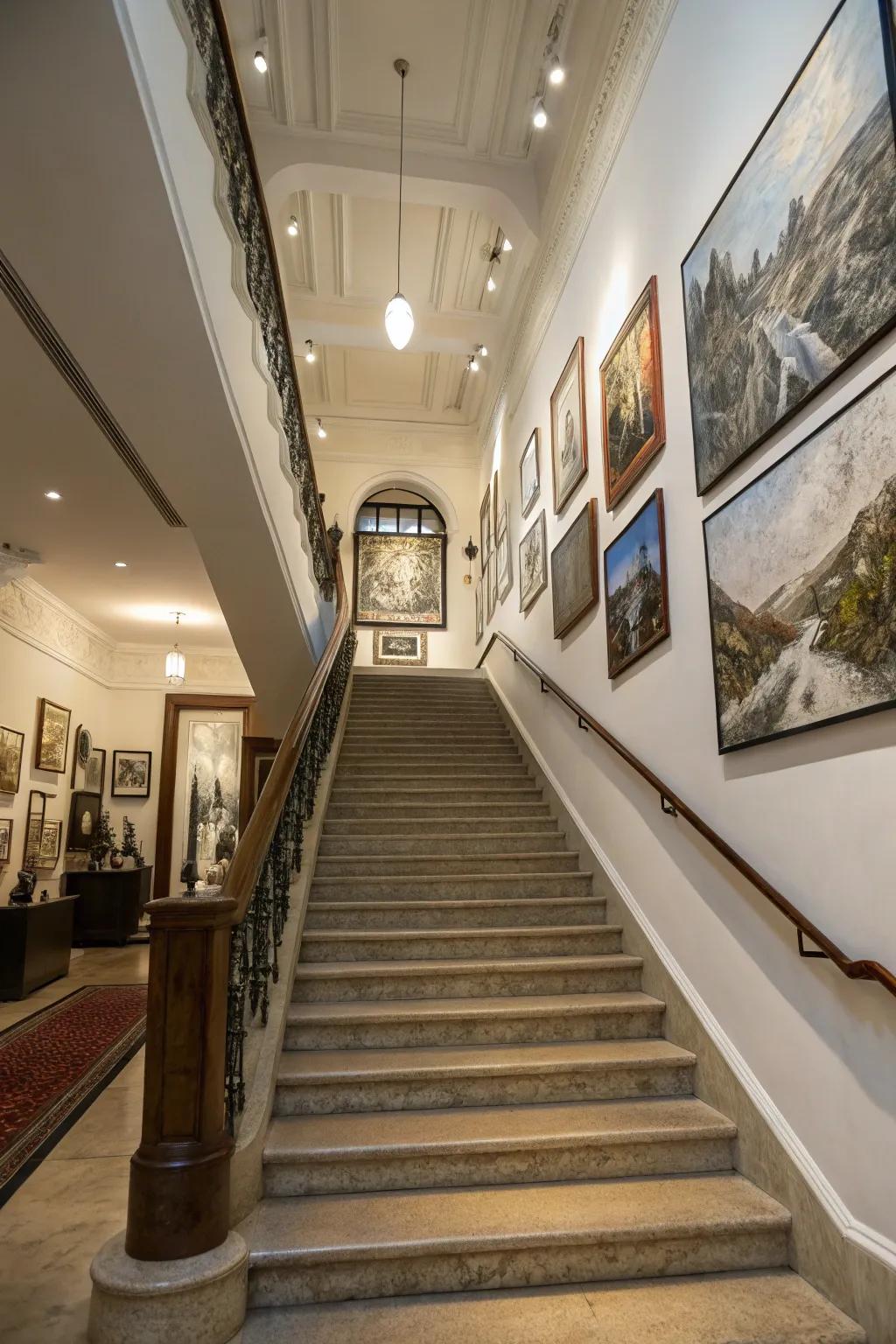 A large feature piece anchors the gallery wall with style.