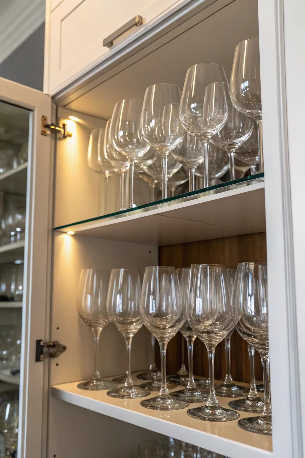 Nesting glasses offers an ingenious technique for amplifying cupboard space.