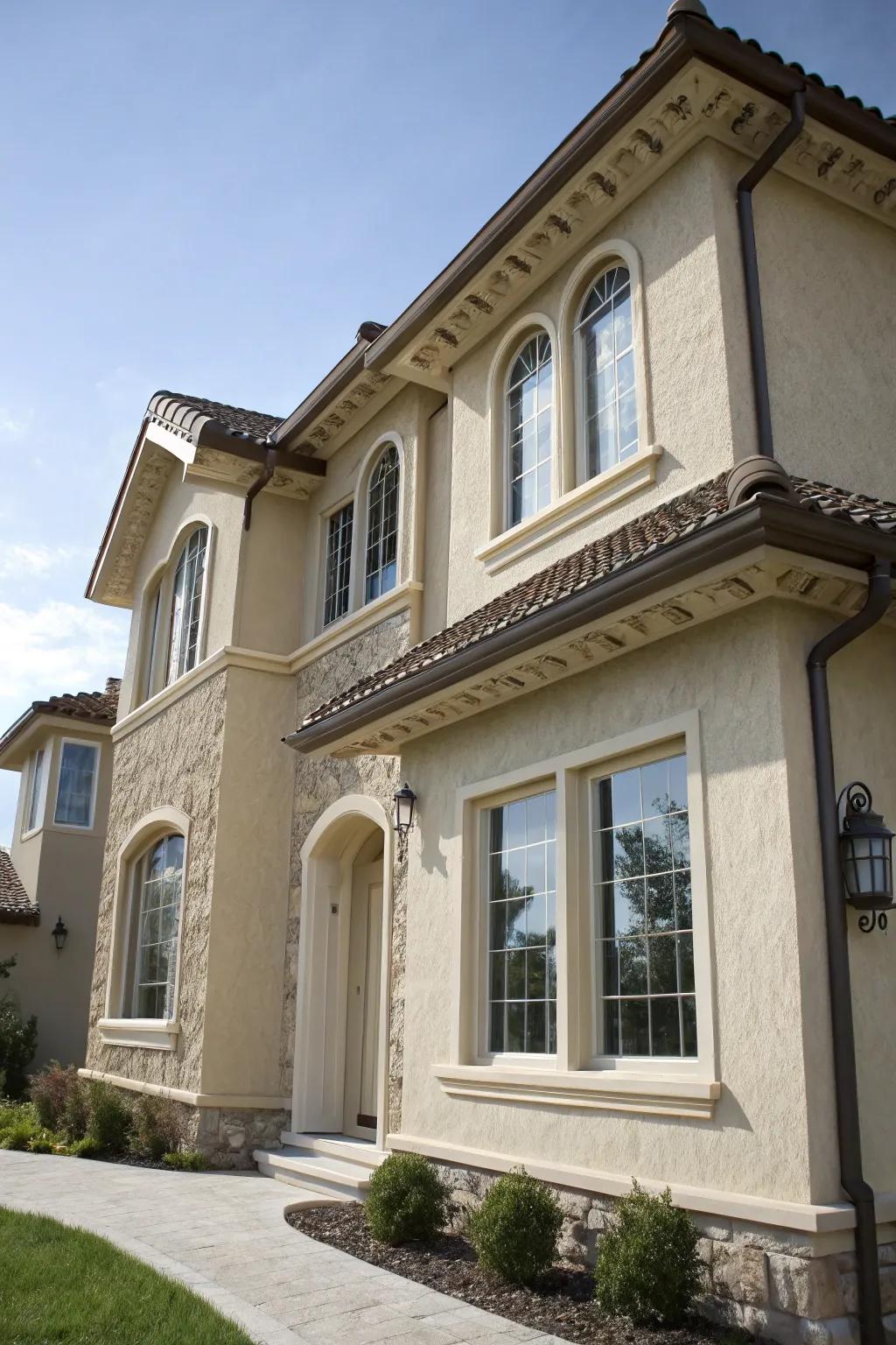 Textured edges seamlessly blend with this stucco surface.