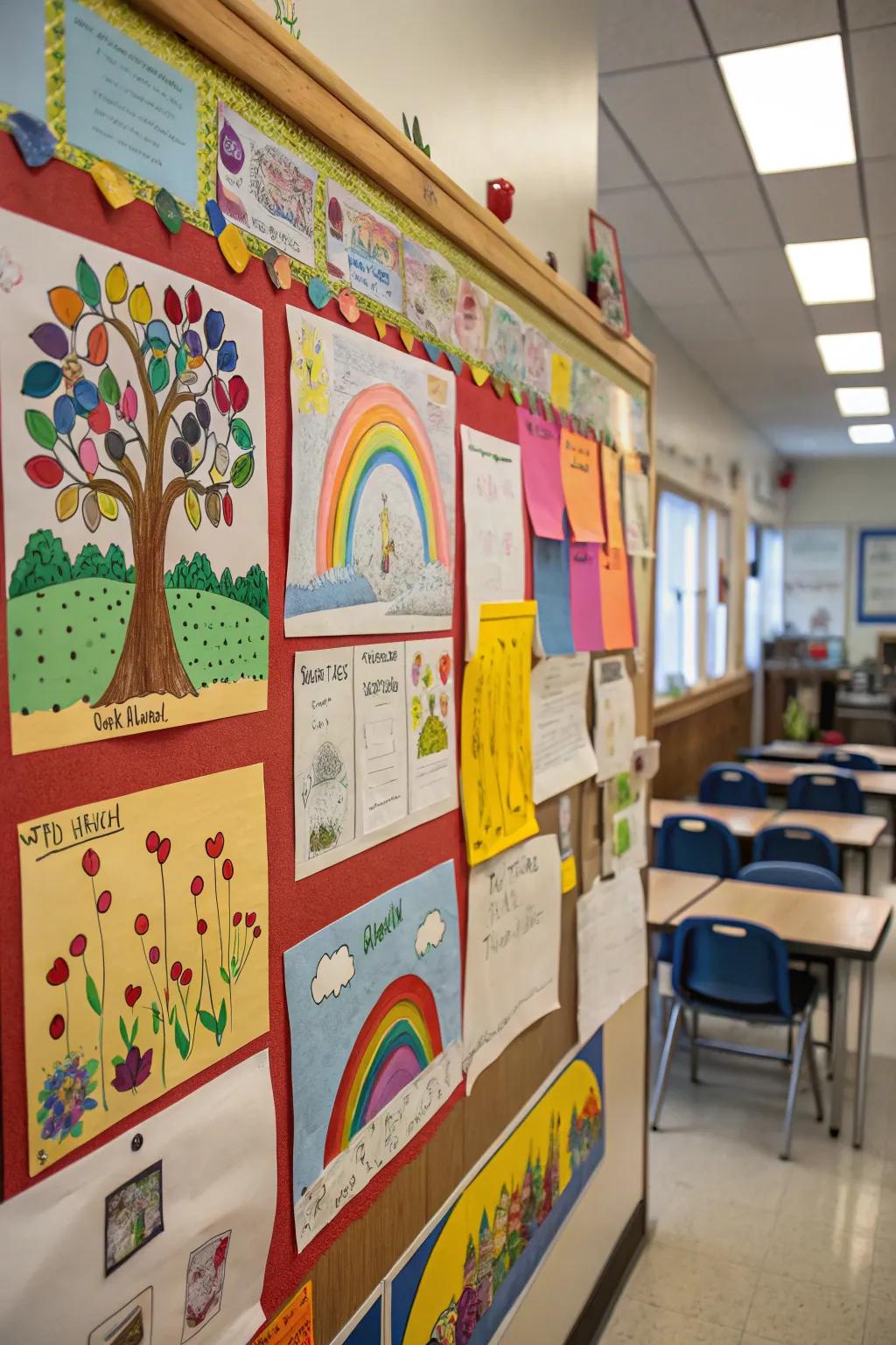 Artistic elements introduce creativity to the board.
