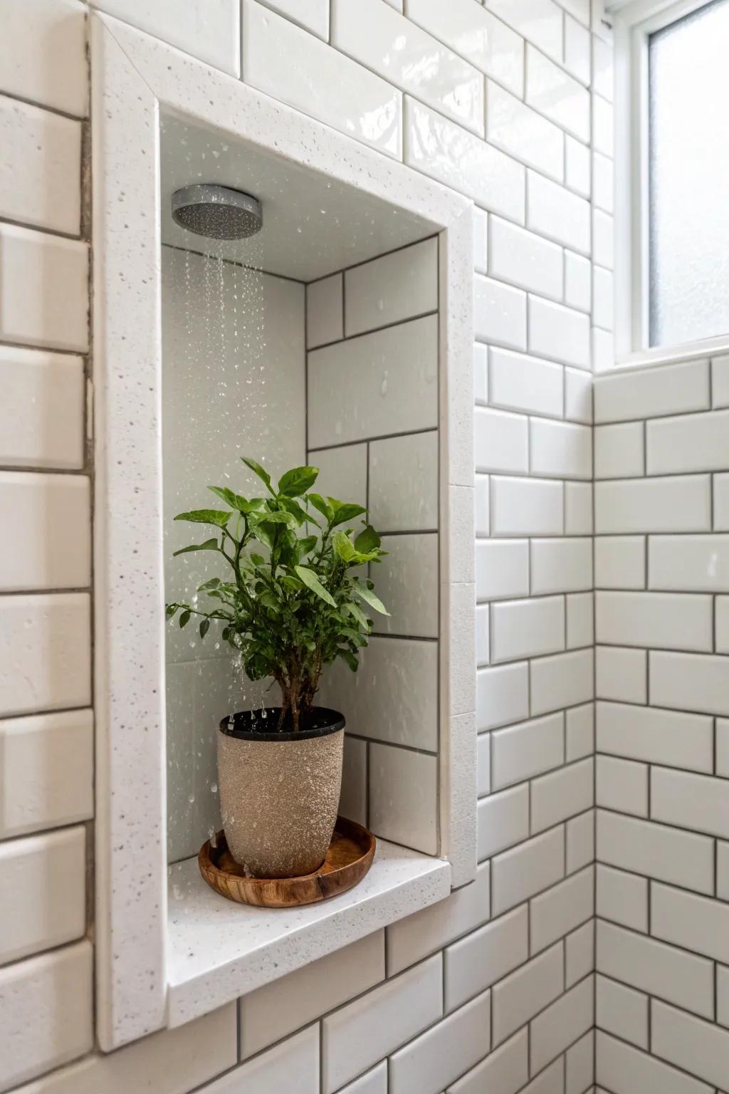 A revitalizing niche accentuated with greenery.