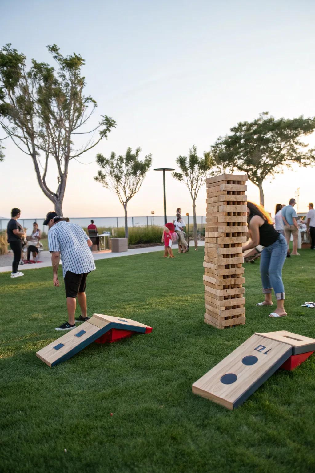 Outdoor games provide amusement and competition to gatherings.