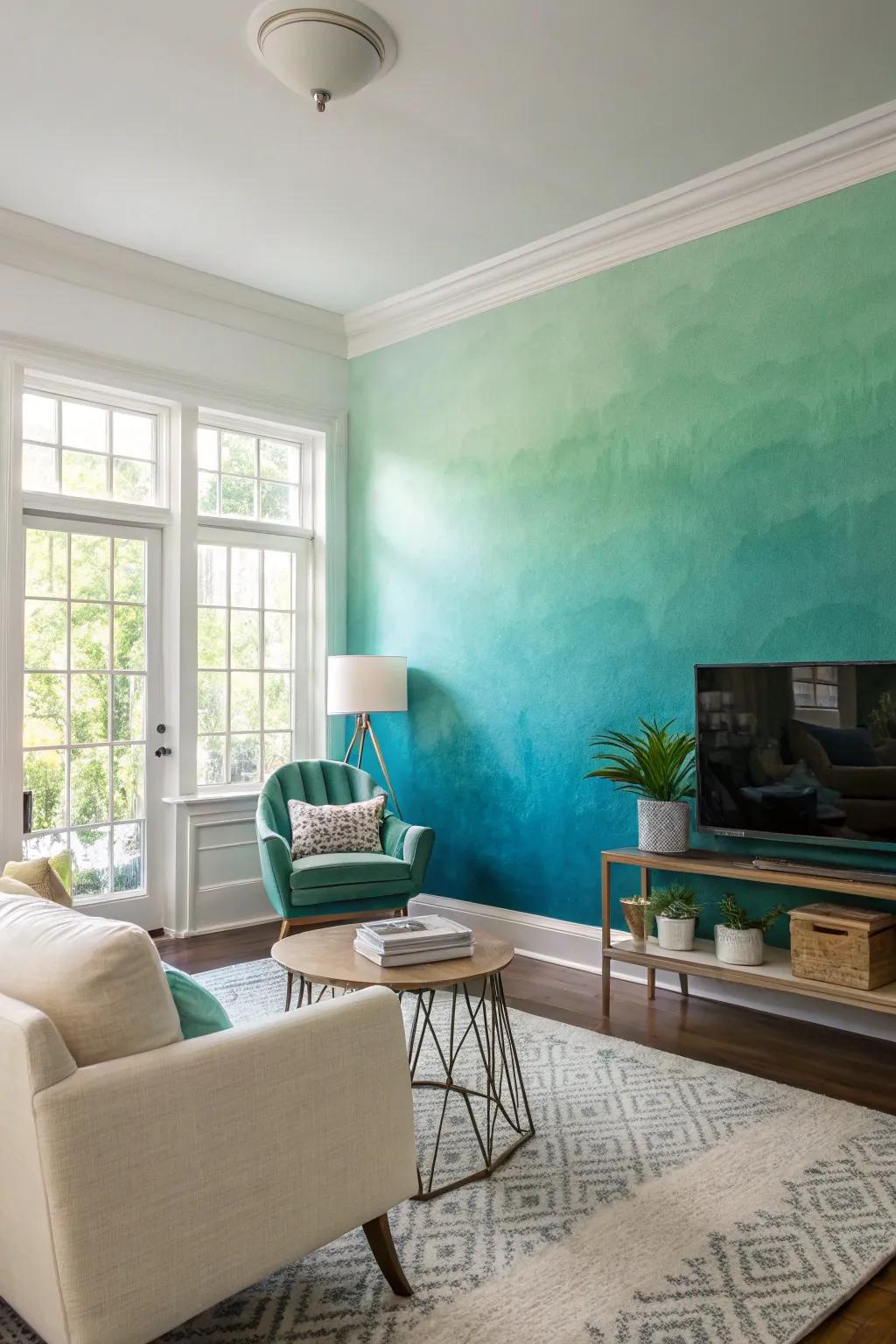 Splash intensity using gradient wall covering.