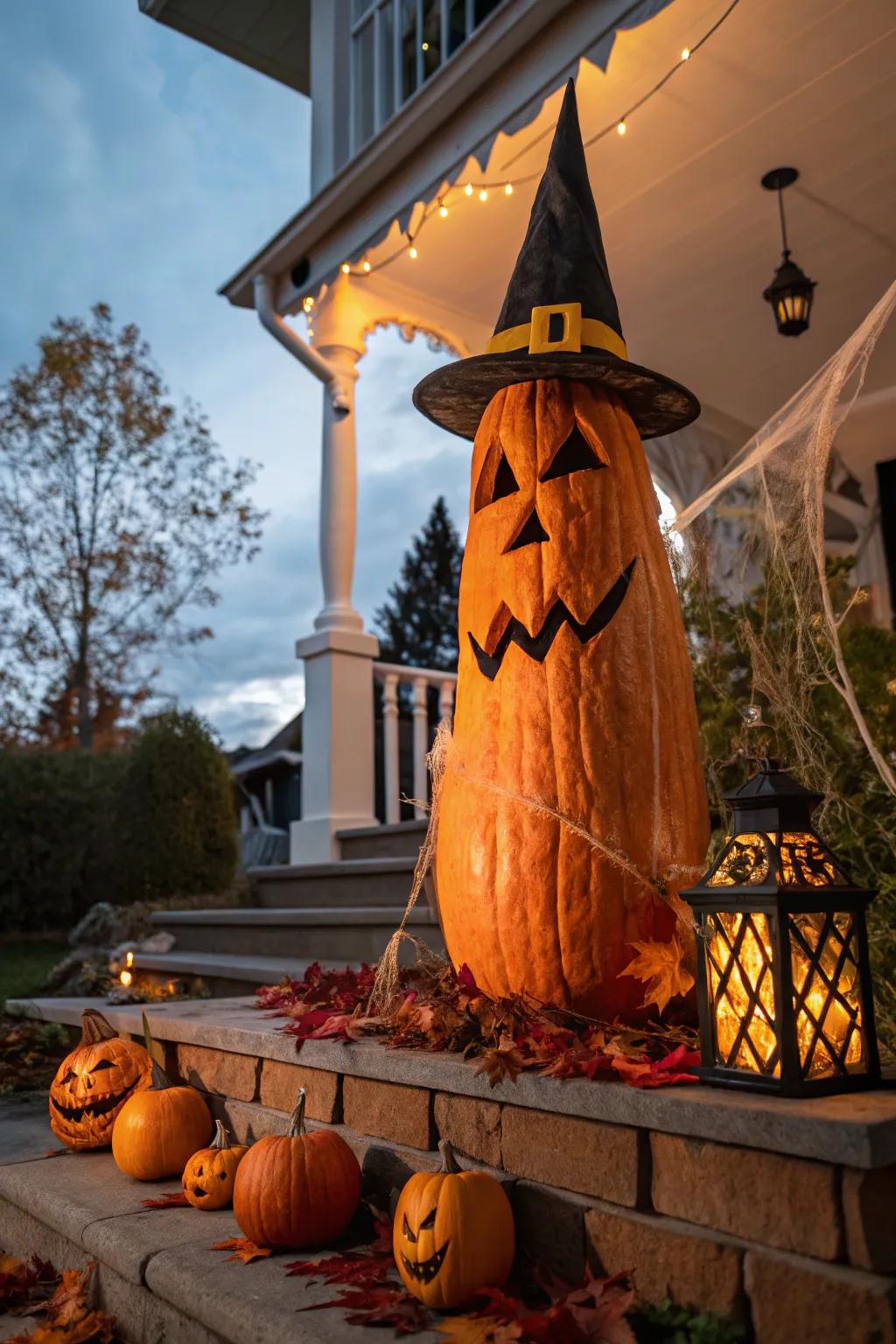Embrace the magic of Halloween with a sorceress pumpkin design.