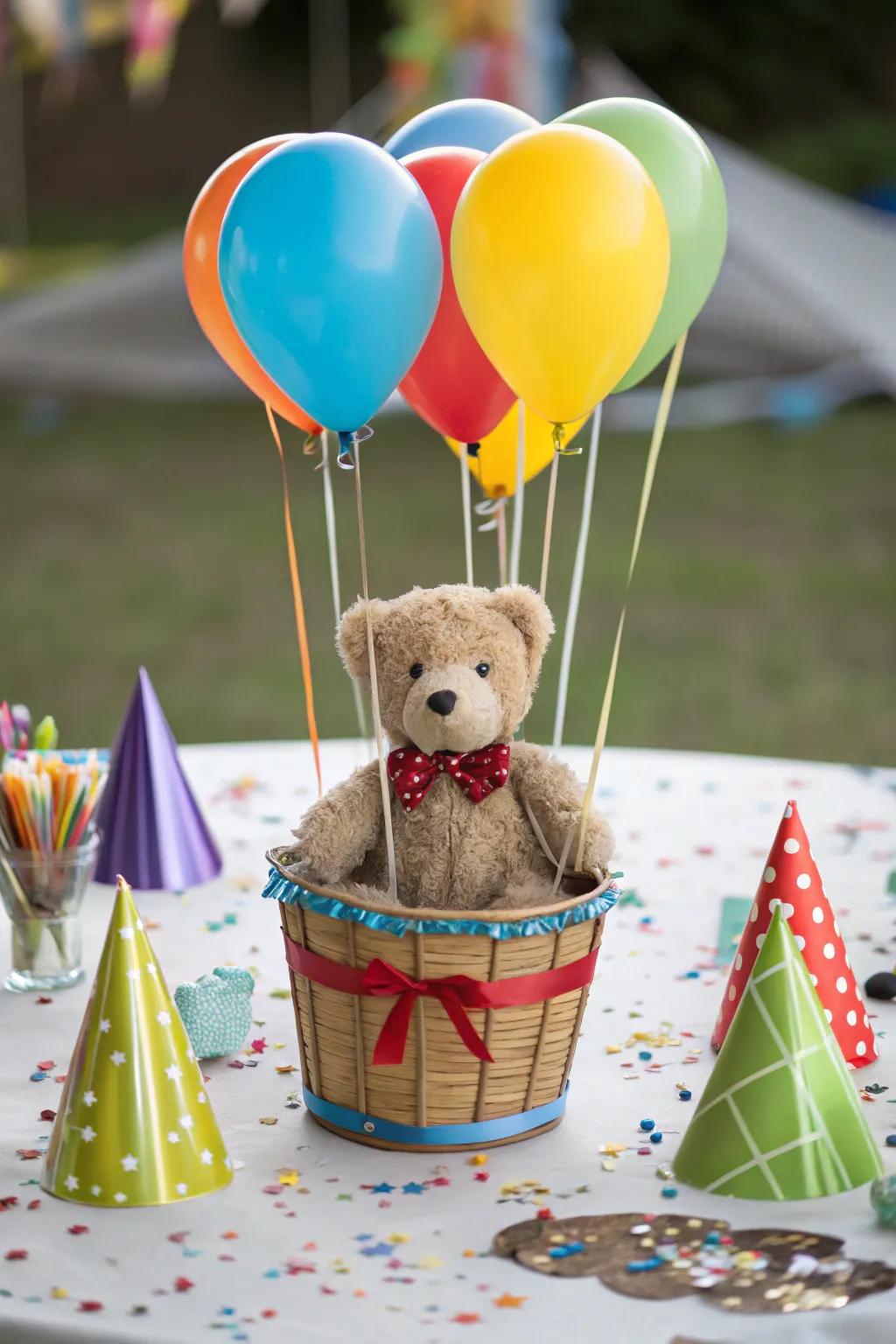 A hot air device centerpiece adds an adventurous flair.